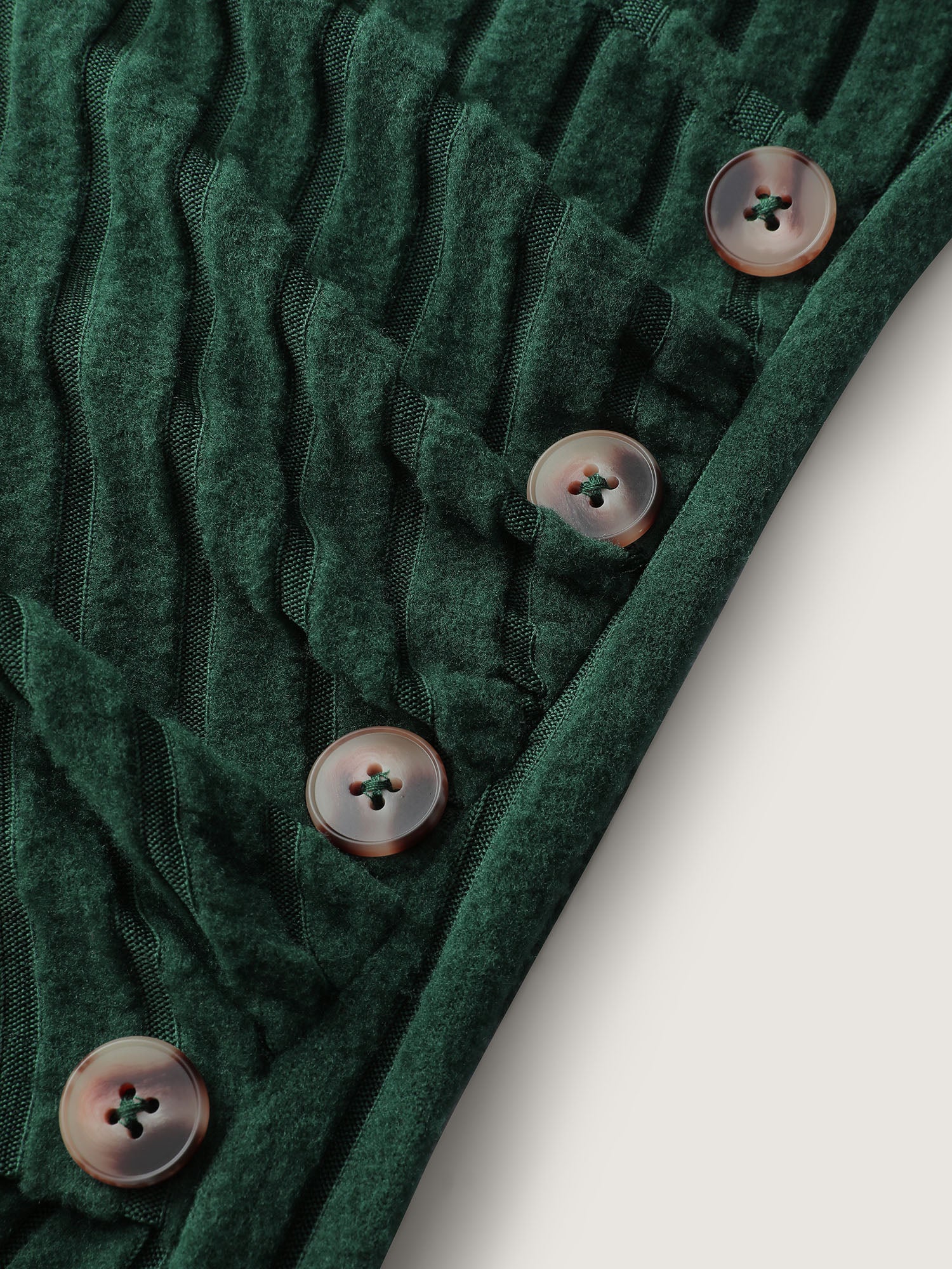 Textured Wrap Button Detail Knit Top