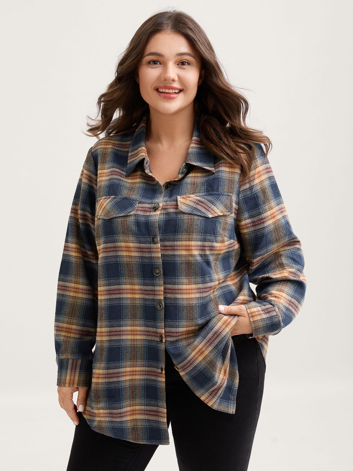 Plaid Print Button Down Shirt