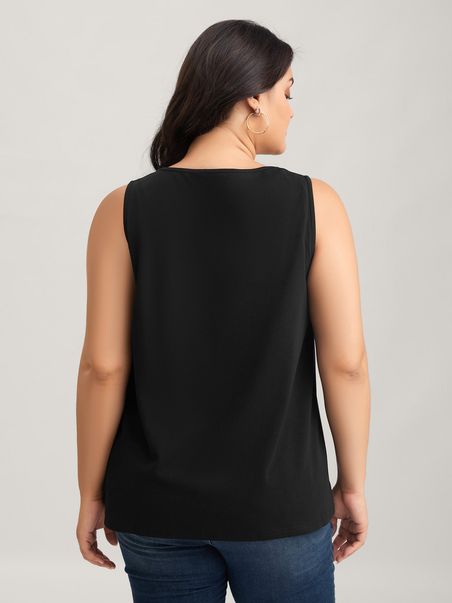 Solid V Neck Laser Cut Tank Top