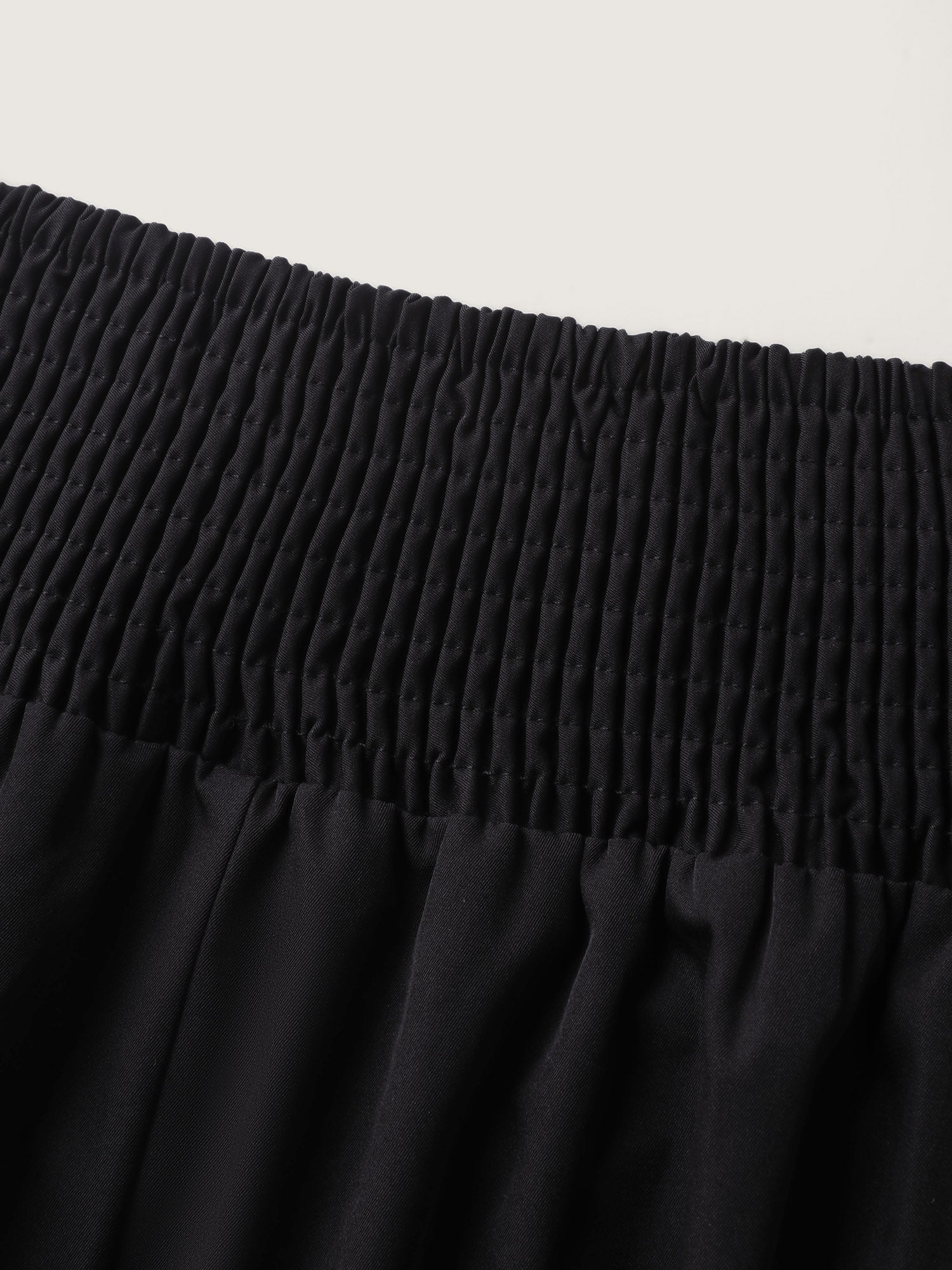 Wide Cinched-Waist Solid Midi Skirt