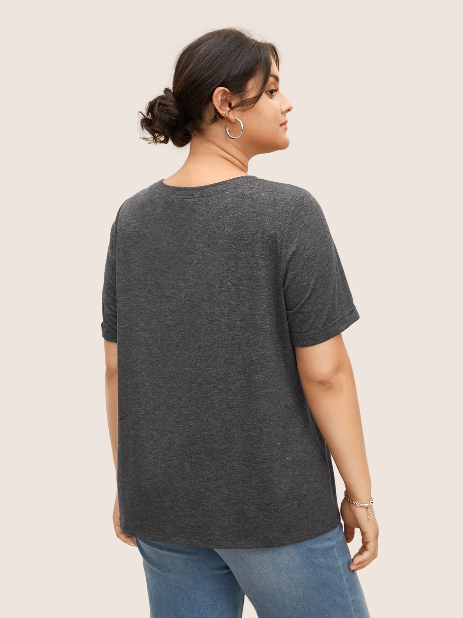 Letter Print Round Neck T-shirt