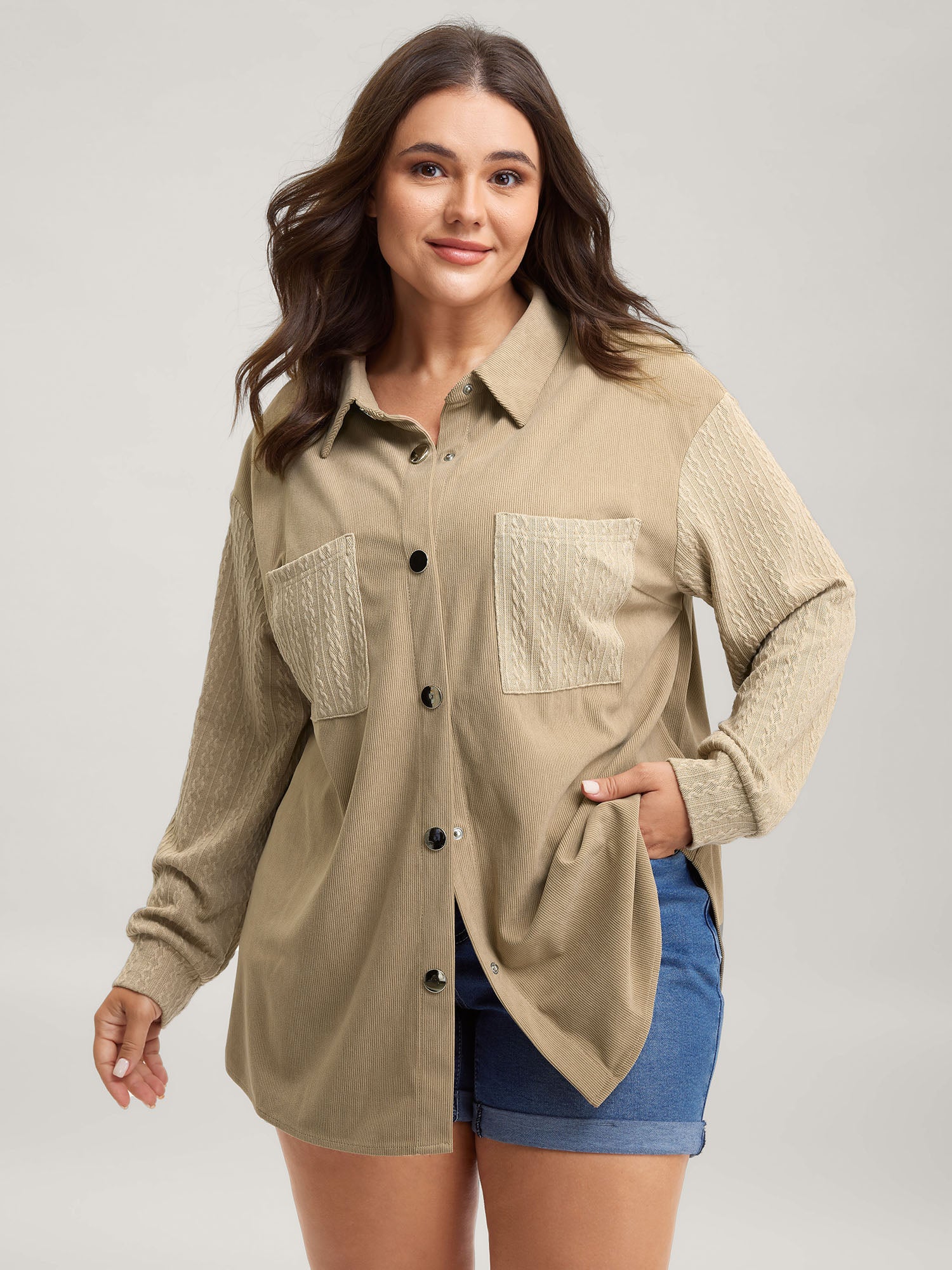 High-Low Hem Color Contrast Jacket