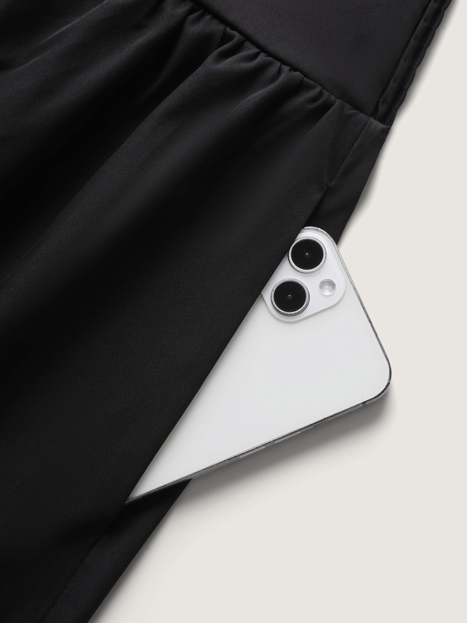 Wide Cinched-Waist Solid Midi Skirt