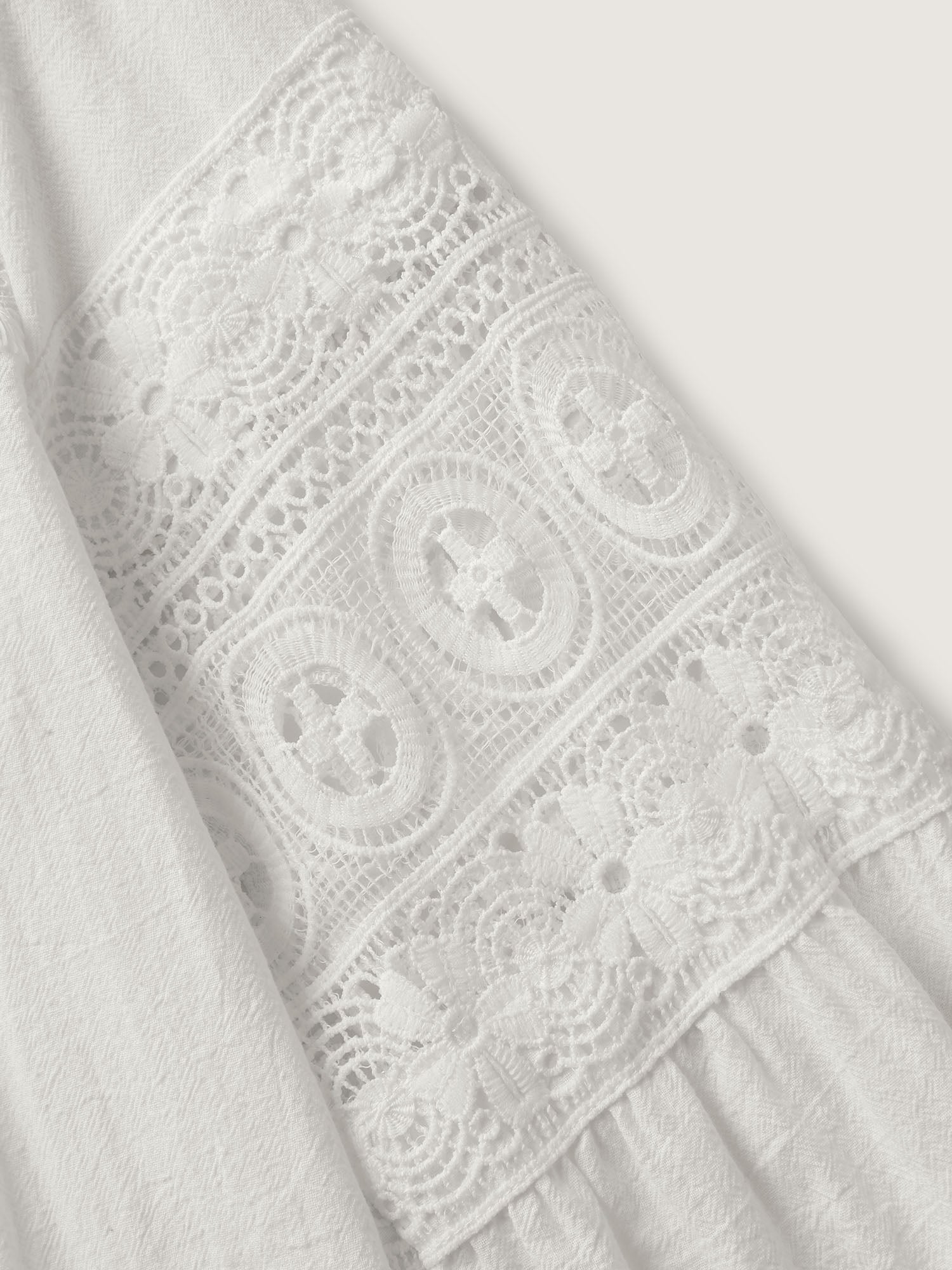 Pure Cotton Sheer Lace Trim Blouse