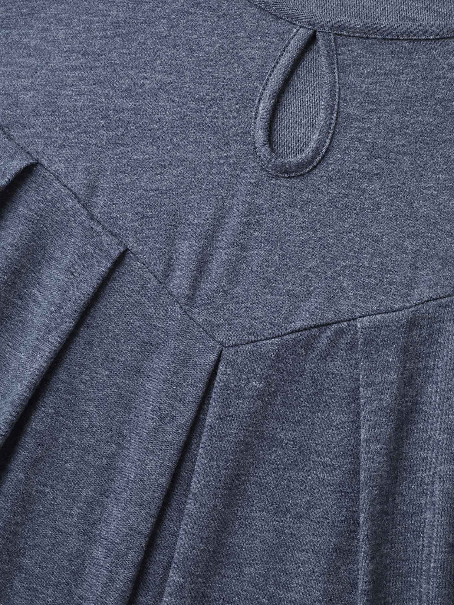 Pleated Neckline Cut-Out Knit Top