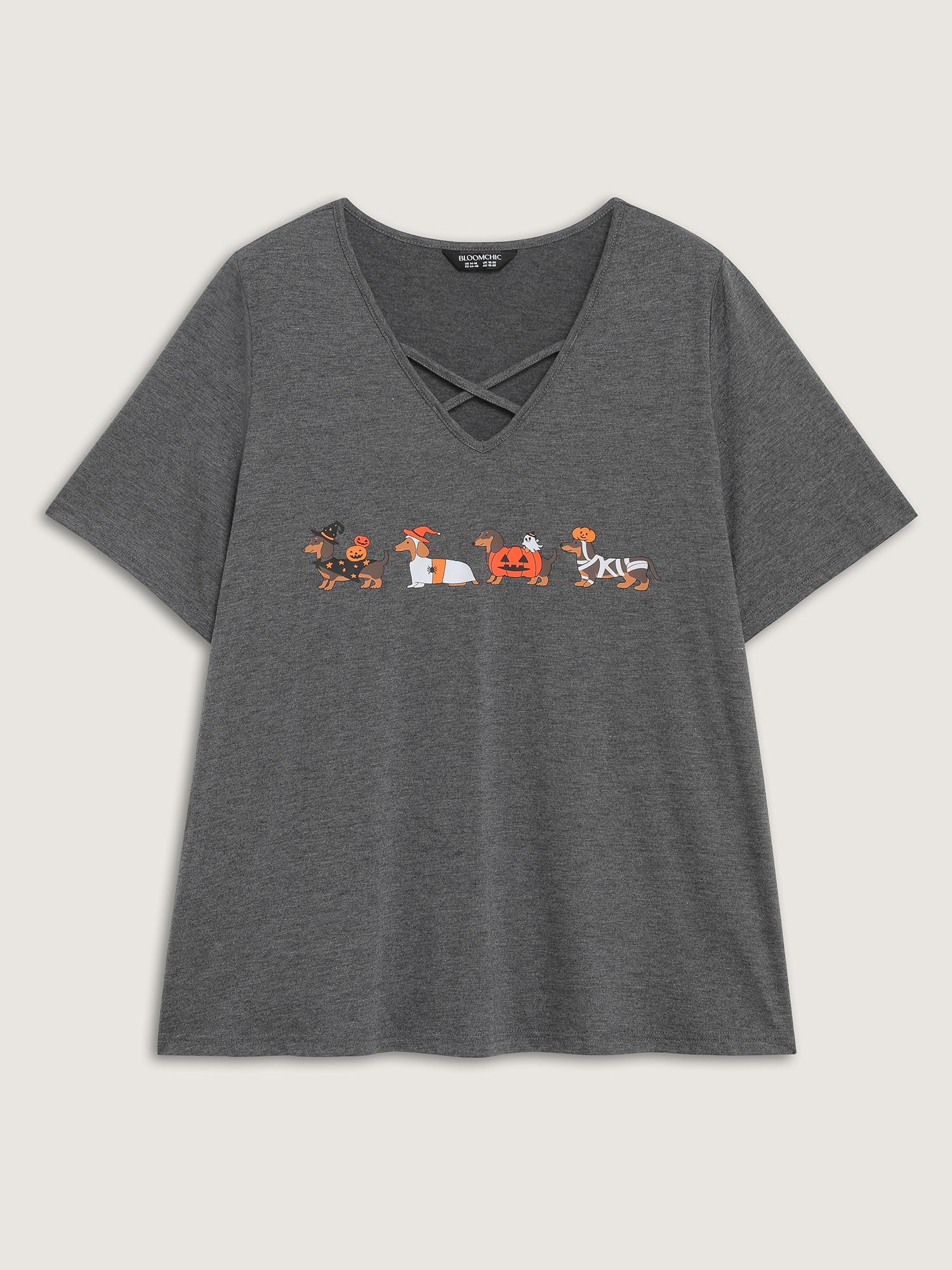 Trick or BloomChic Crossover Neck-Tie T-Shirt