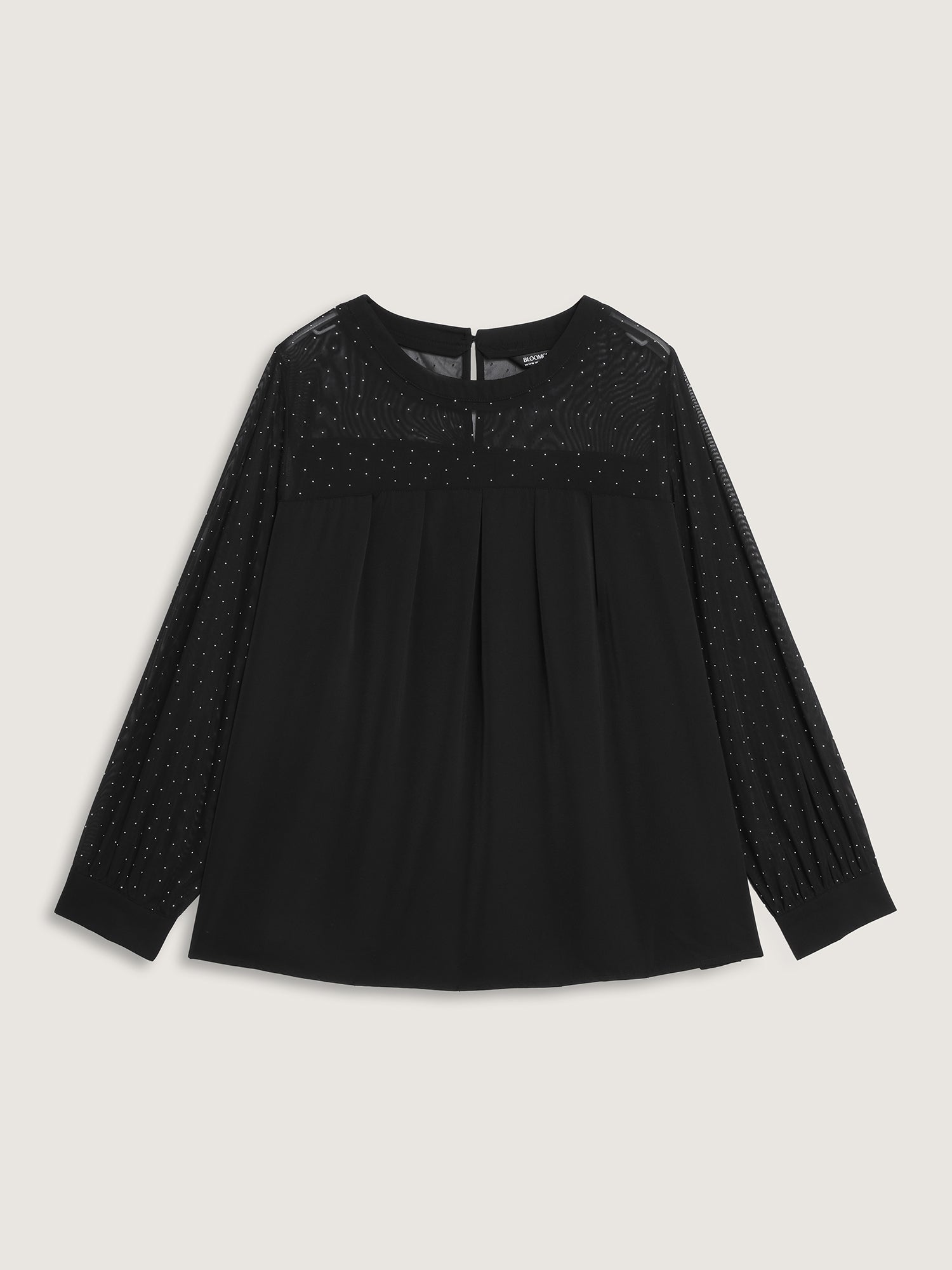 Hotfix Rhinestones Sheer Blouse