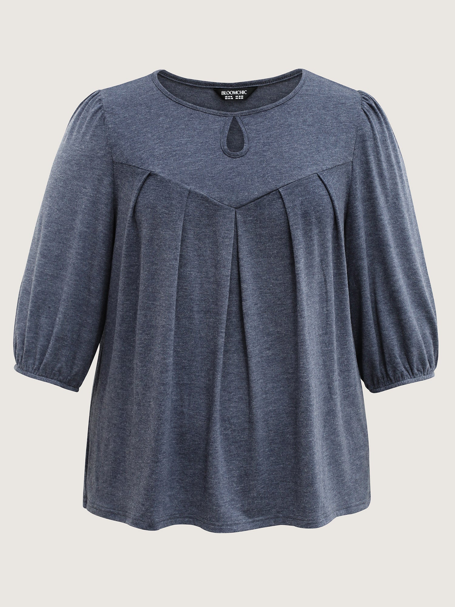 Pleated Neckline Cut-Out Knit Top