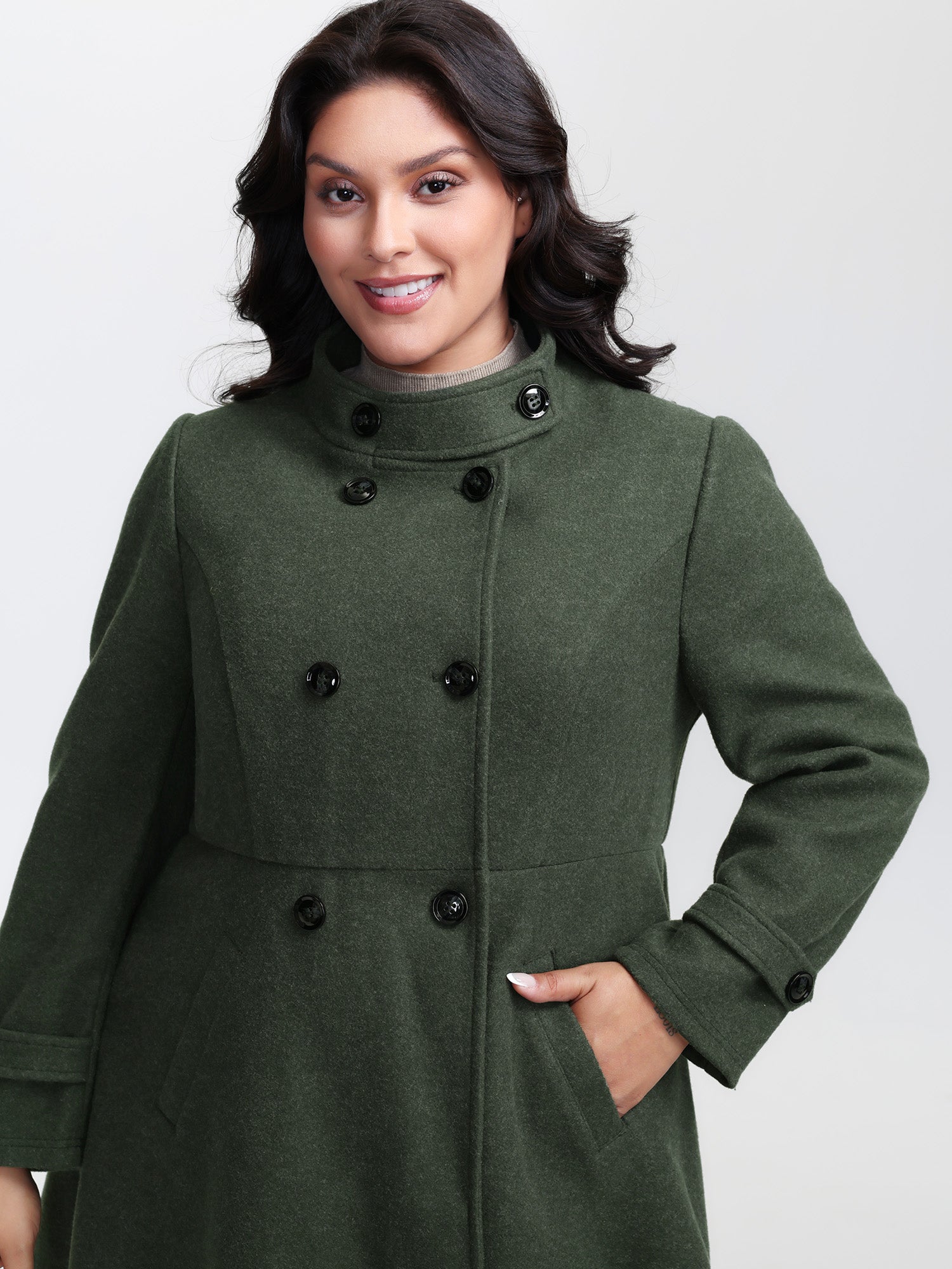 Double Button Pocket Solid Coat