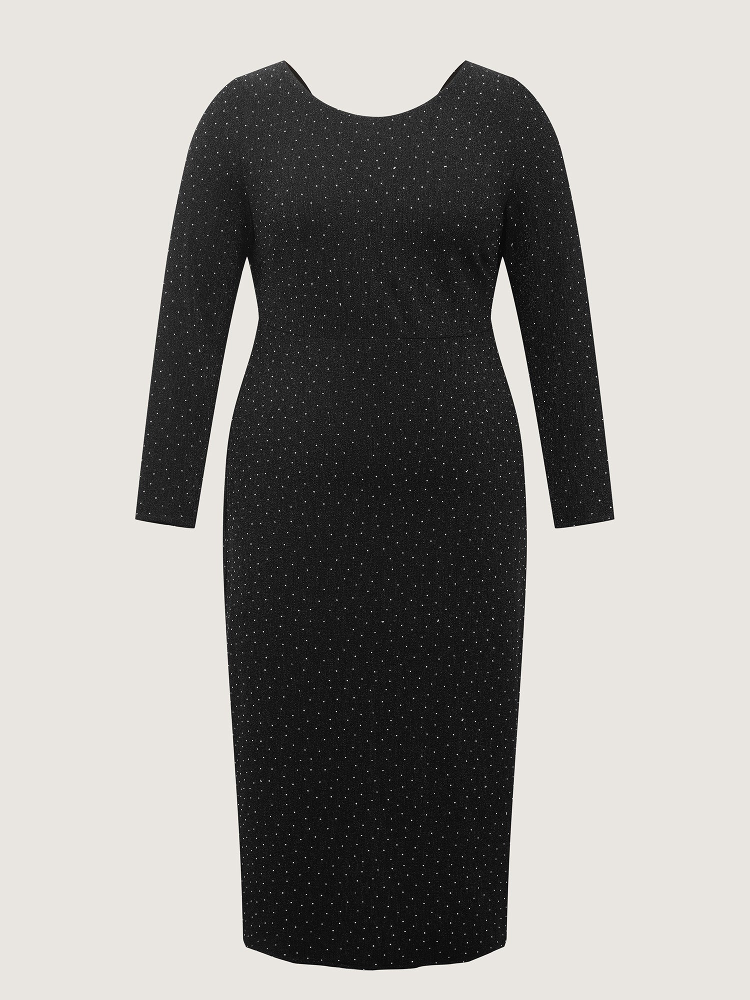 Metallic Detail Shimmery Back Bow Midi Dress