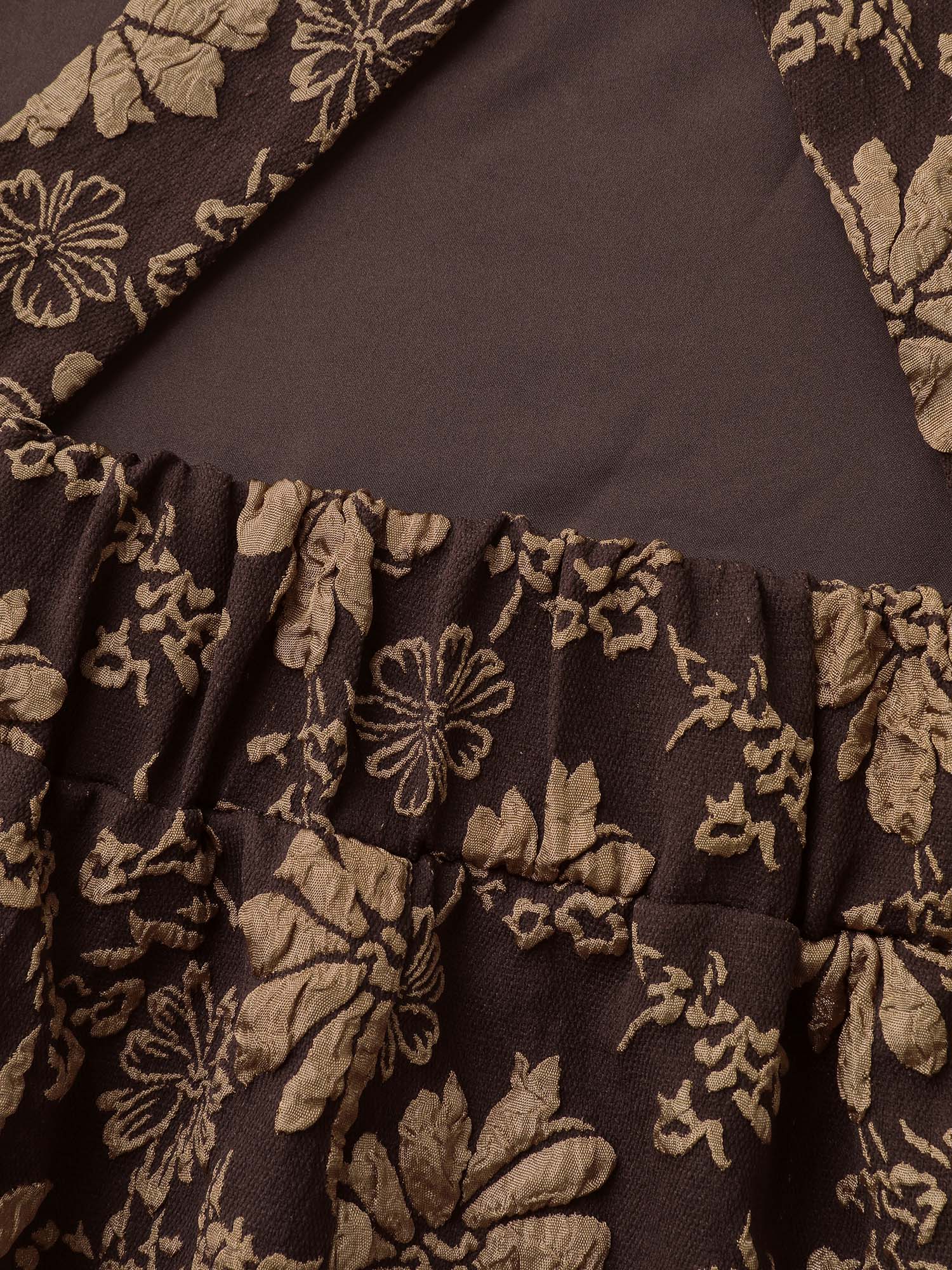 Fall Floral Textured Pockets Midi Dress