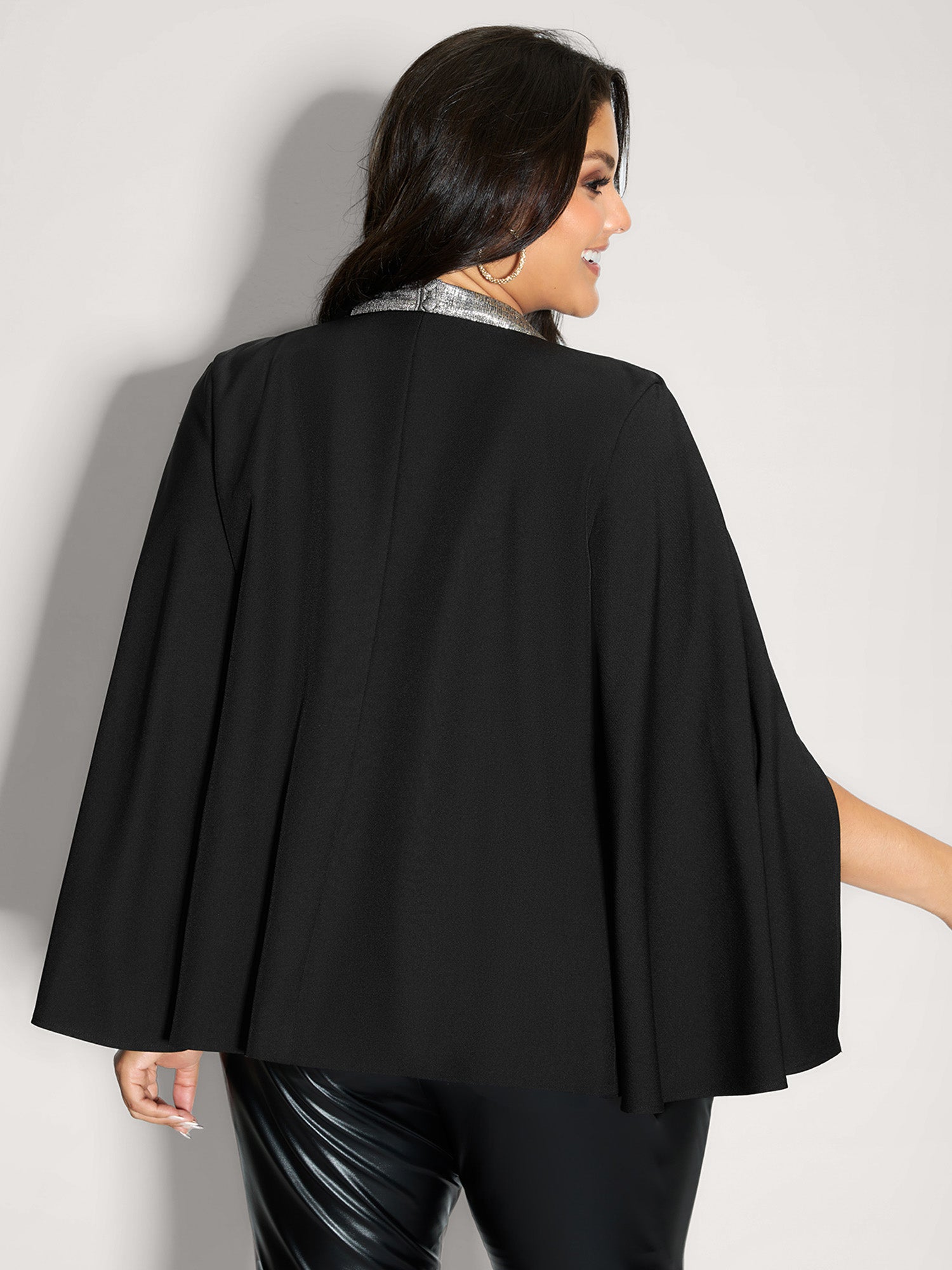 Cape Style Buttons V-Neck Blazer