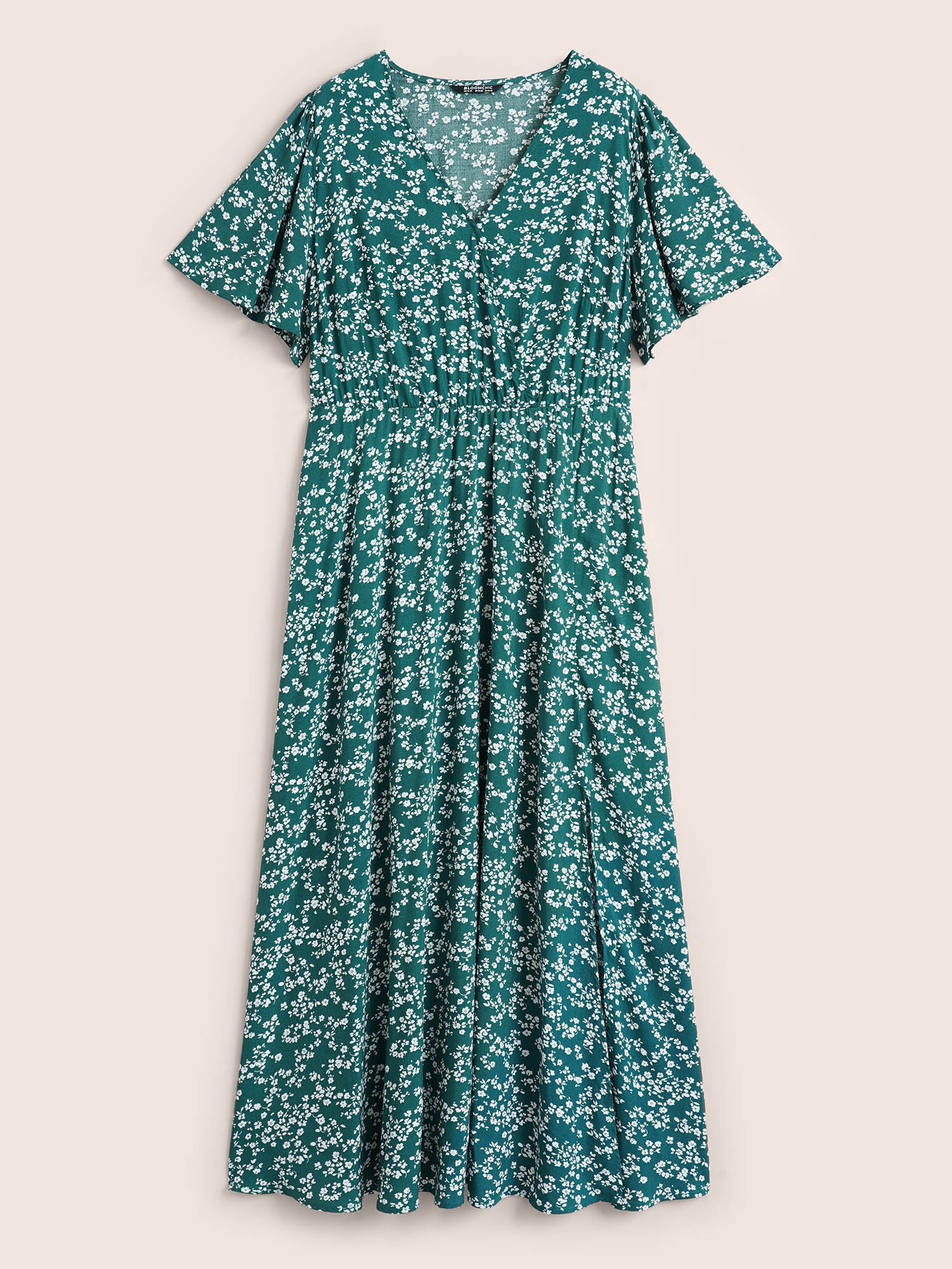 Bloom Dress - Flutter Sleeve Ditsy Floral Pocket Split Maxi Dress