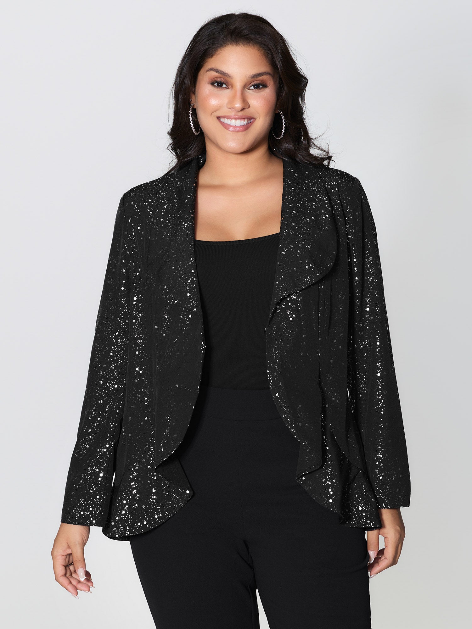 Gold Stamped Ruffled Edge Coat