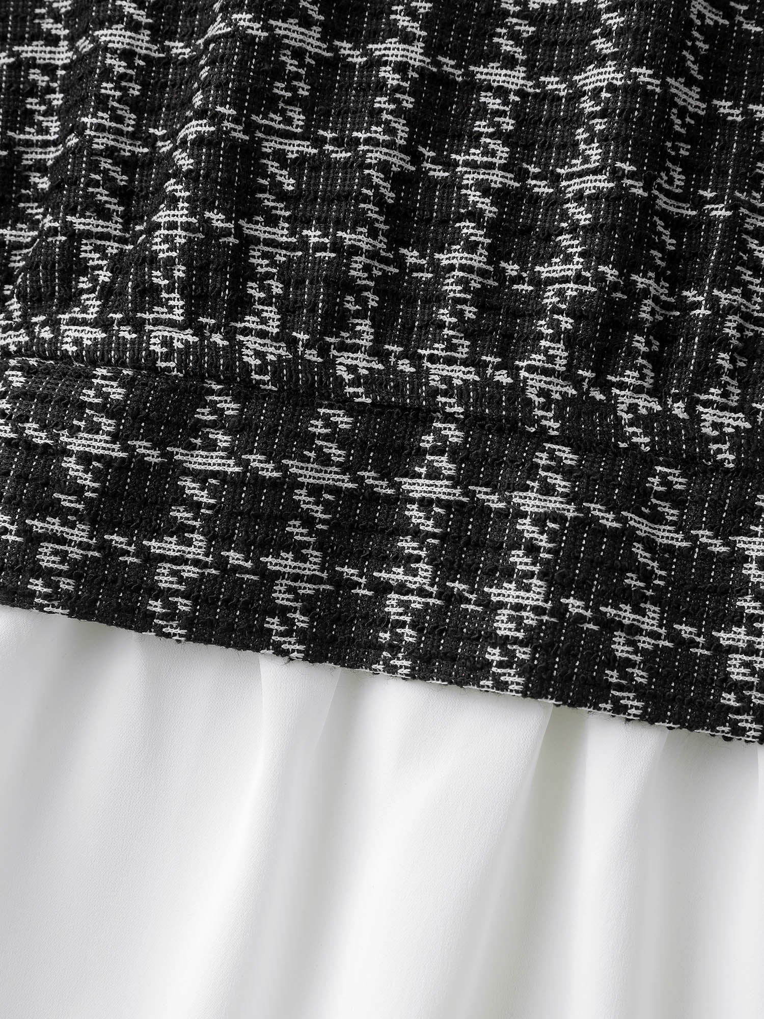 Houndstooth Pattern Color Contrast Blouse