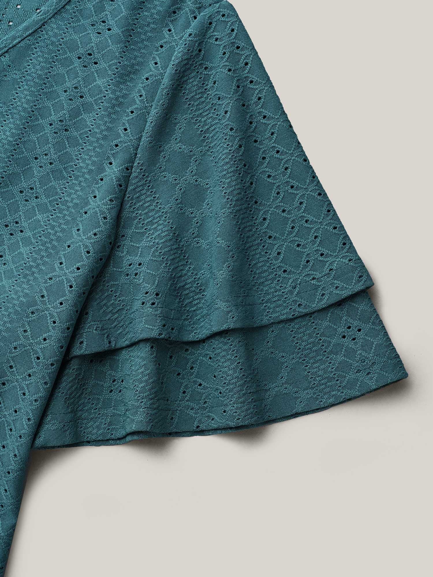 Jacquard Textured Lotus Leaf Sleeve Top