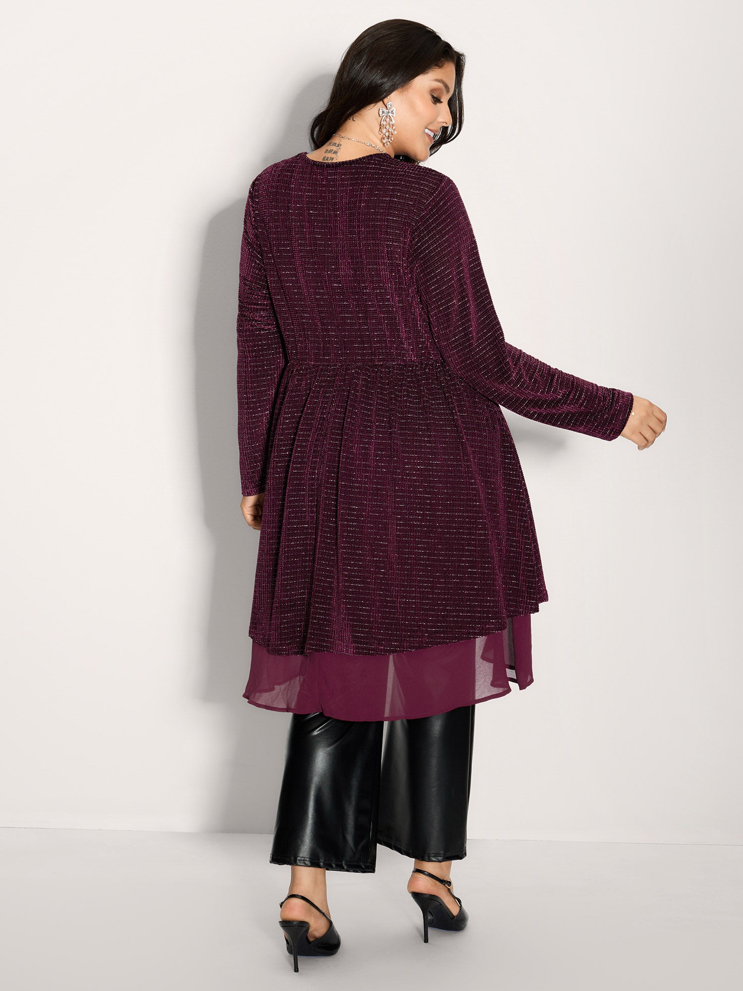 Textured Velvet Spliced Front-Tie Jacket