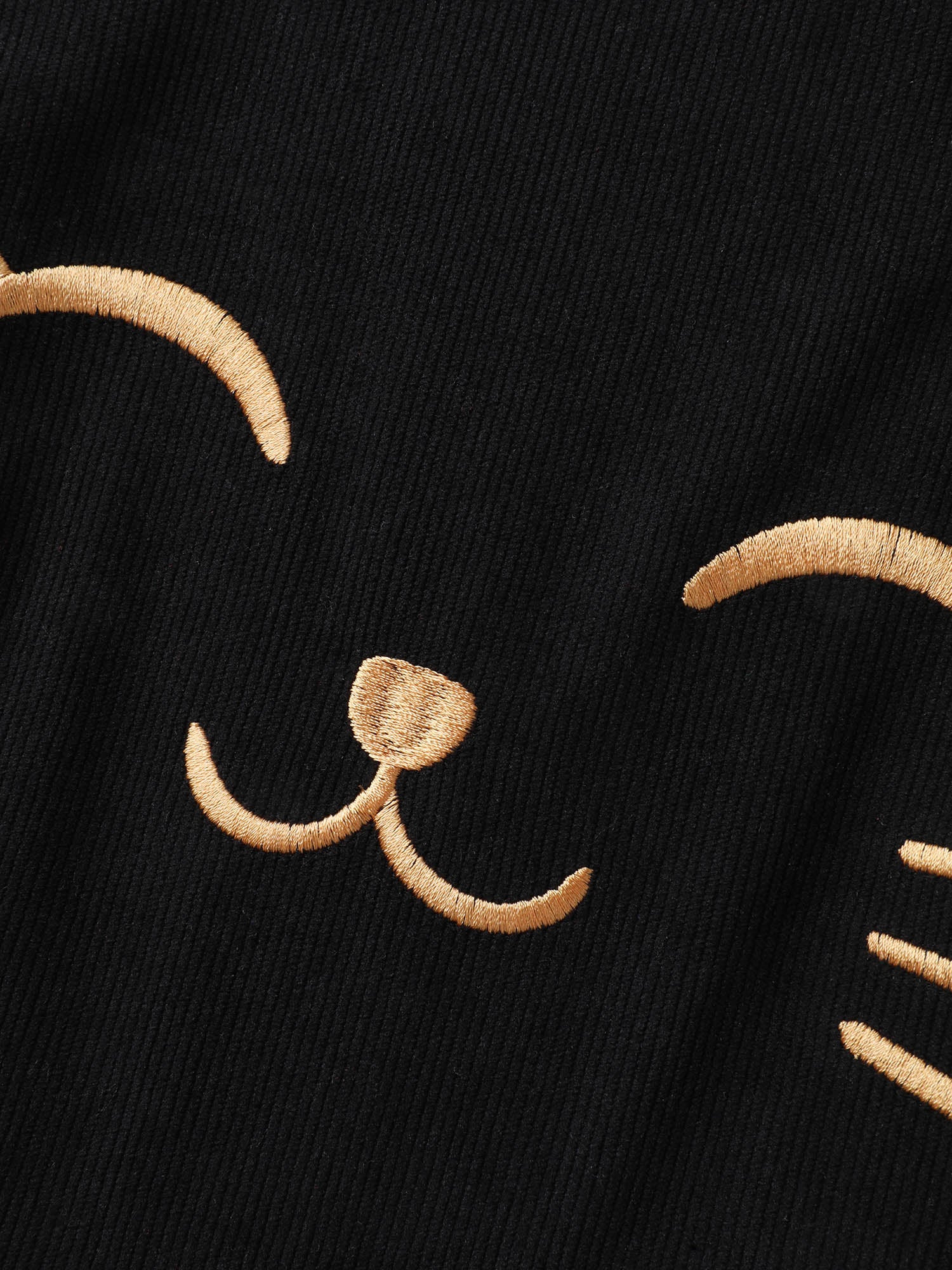 Happy Cat Embroidery Overall Straps Midi Dress