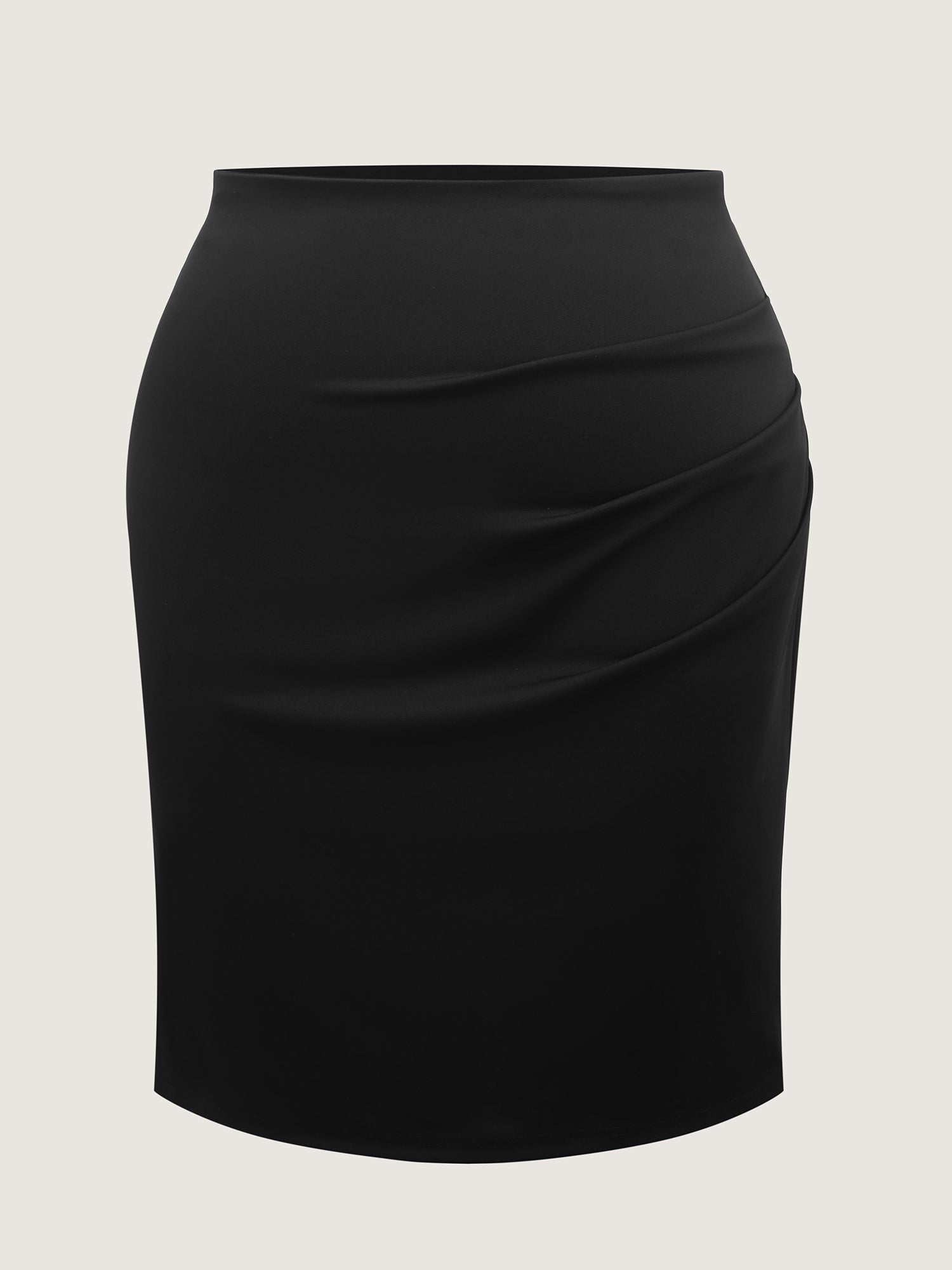 Ruched Split Hem Straight Midi Skirt
