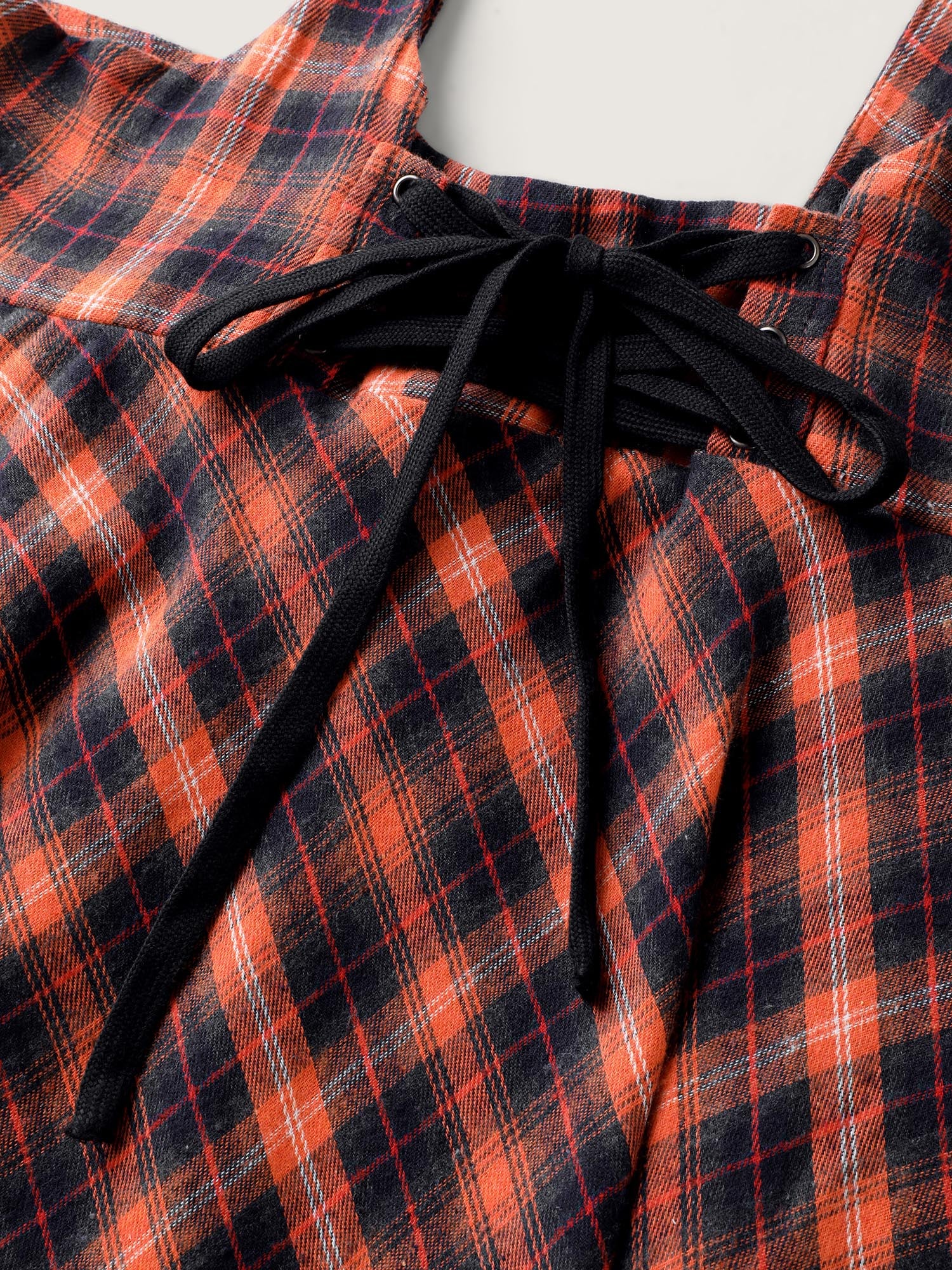 Plaid Handkerchief-Hem Adjustable Midi Skirt