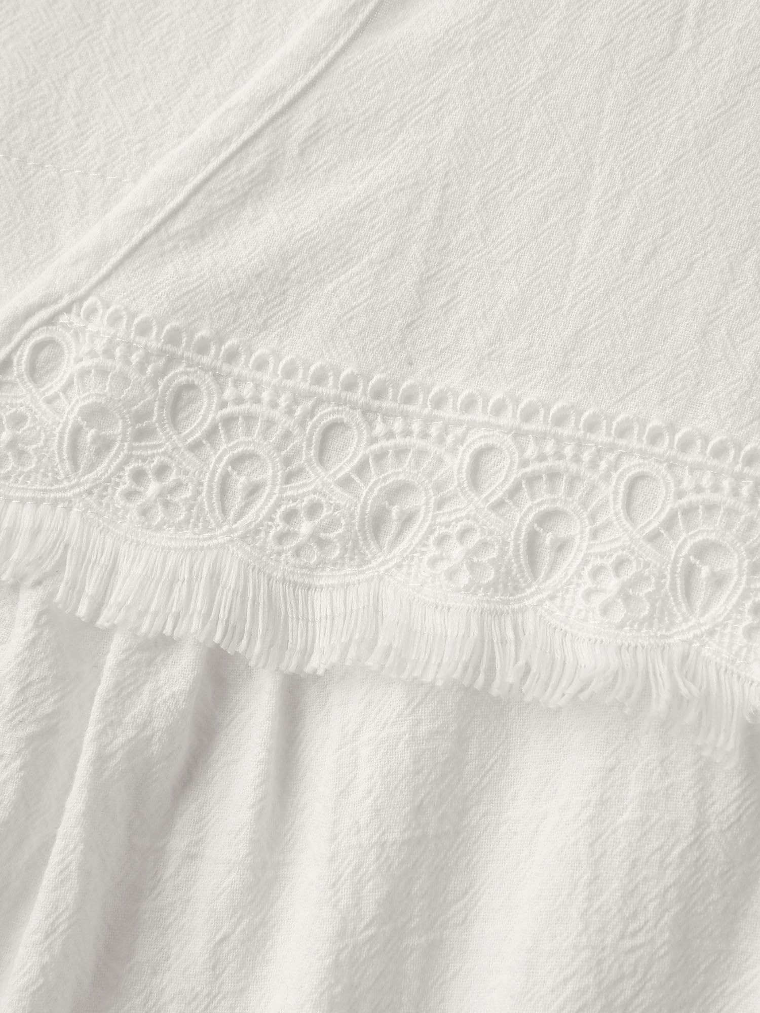 Pure Cotton Sheer Lace Trim Blouse