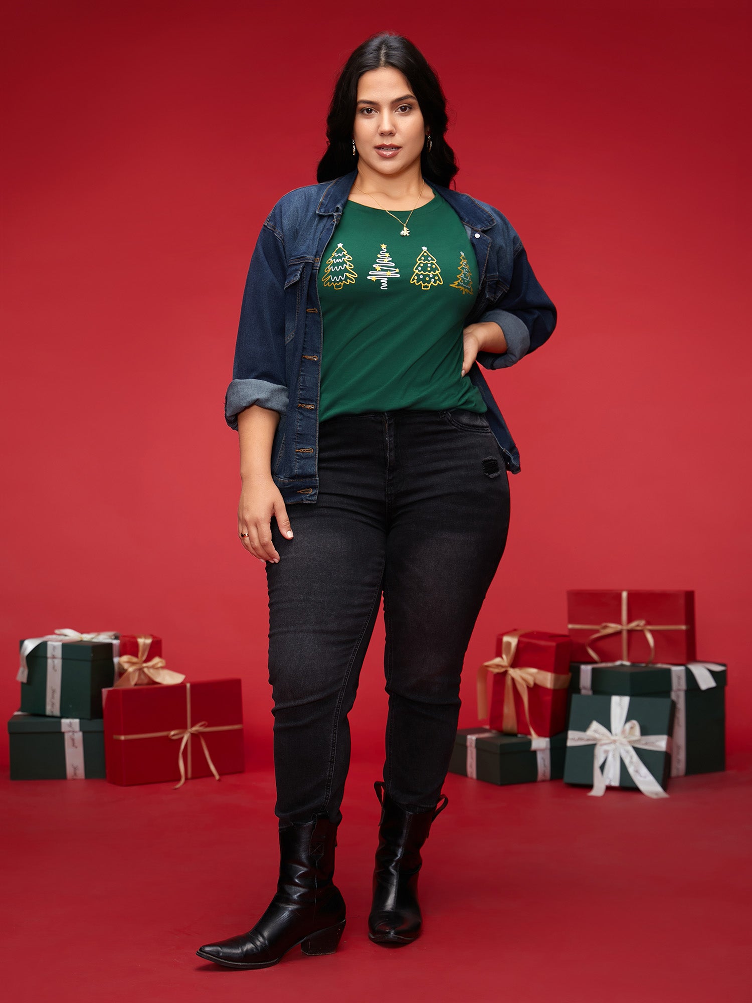 Shimmering Trees Half Sleeves Slim-Fit Tee