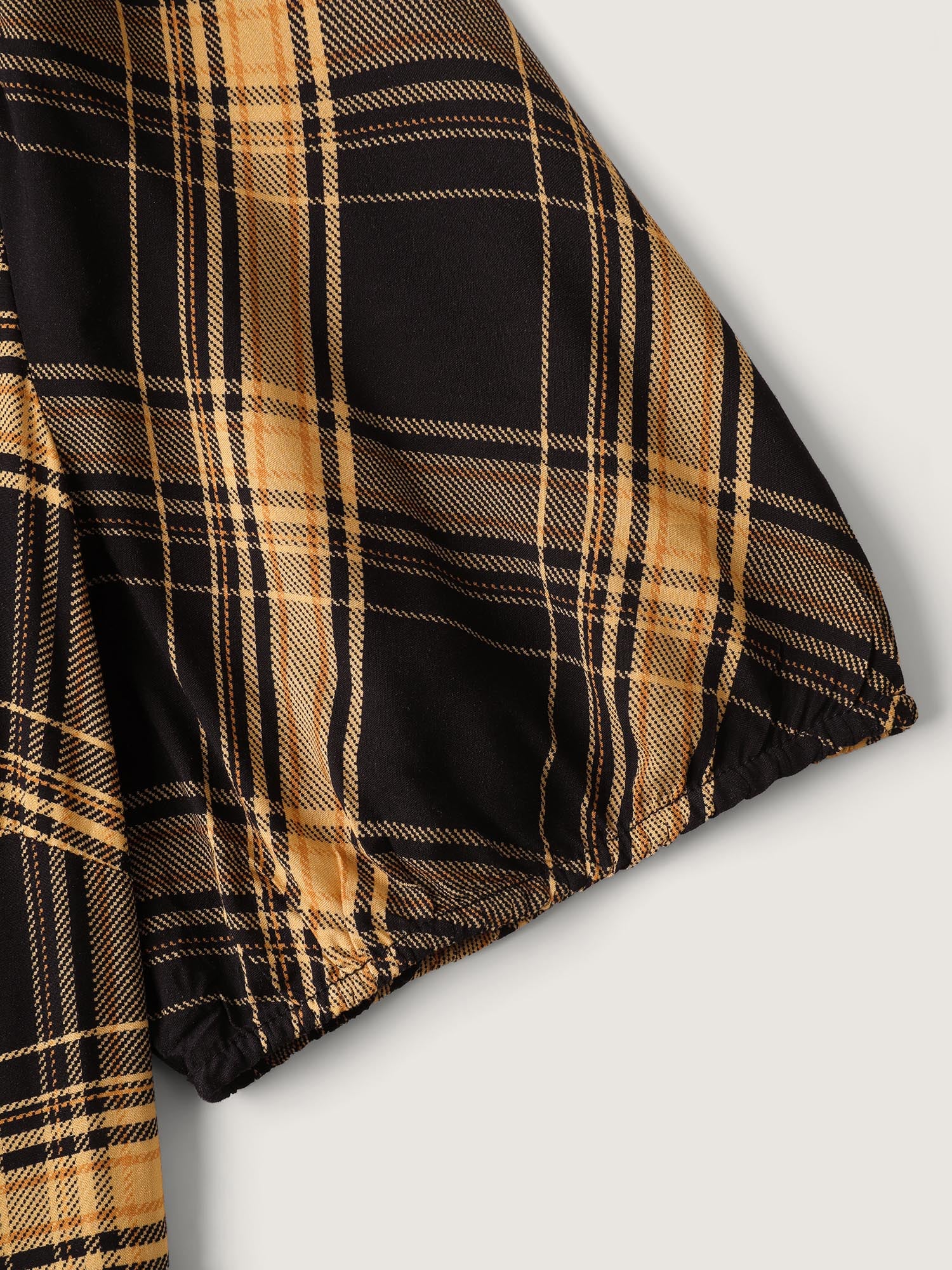 Plaid Print Side Pockets Midi Shirt Dress