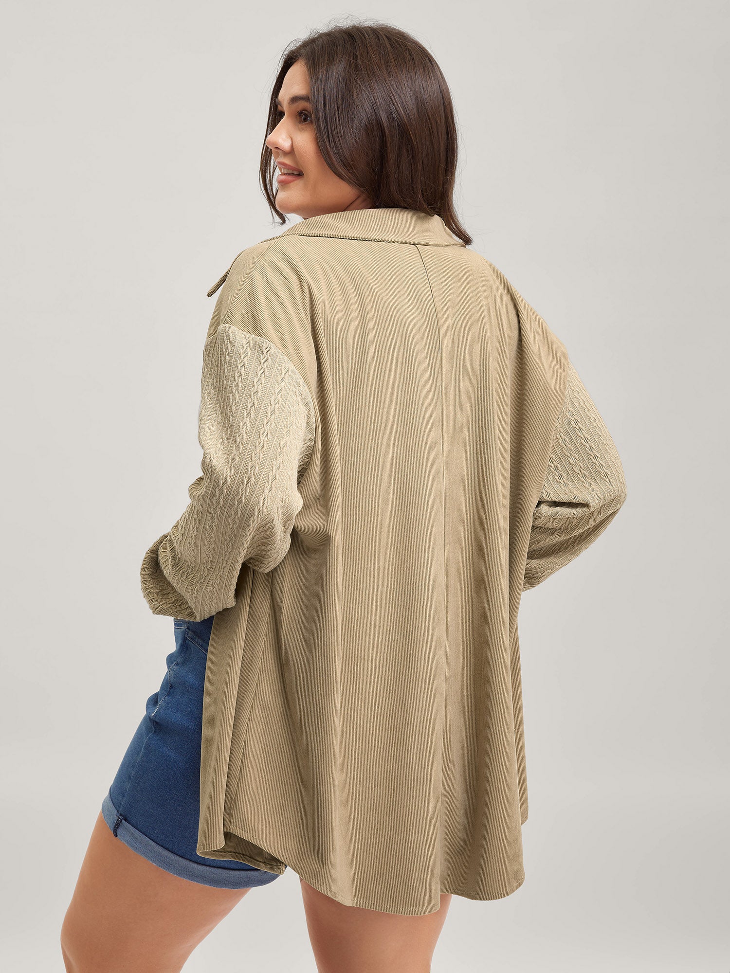 High-Low Hem Color Contrast Jacket