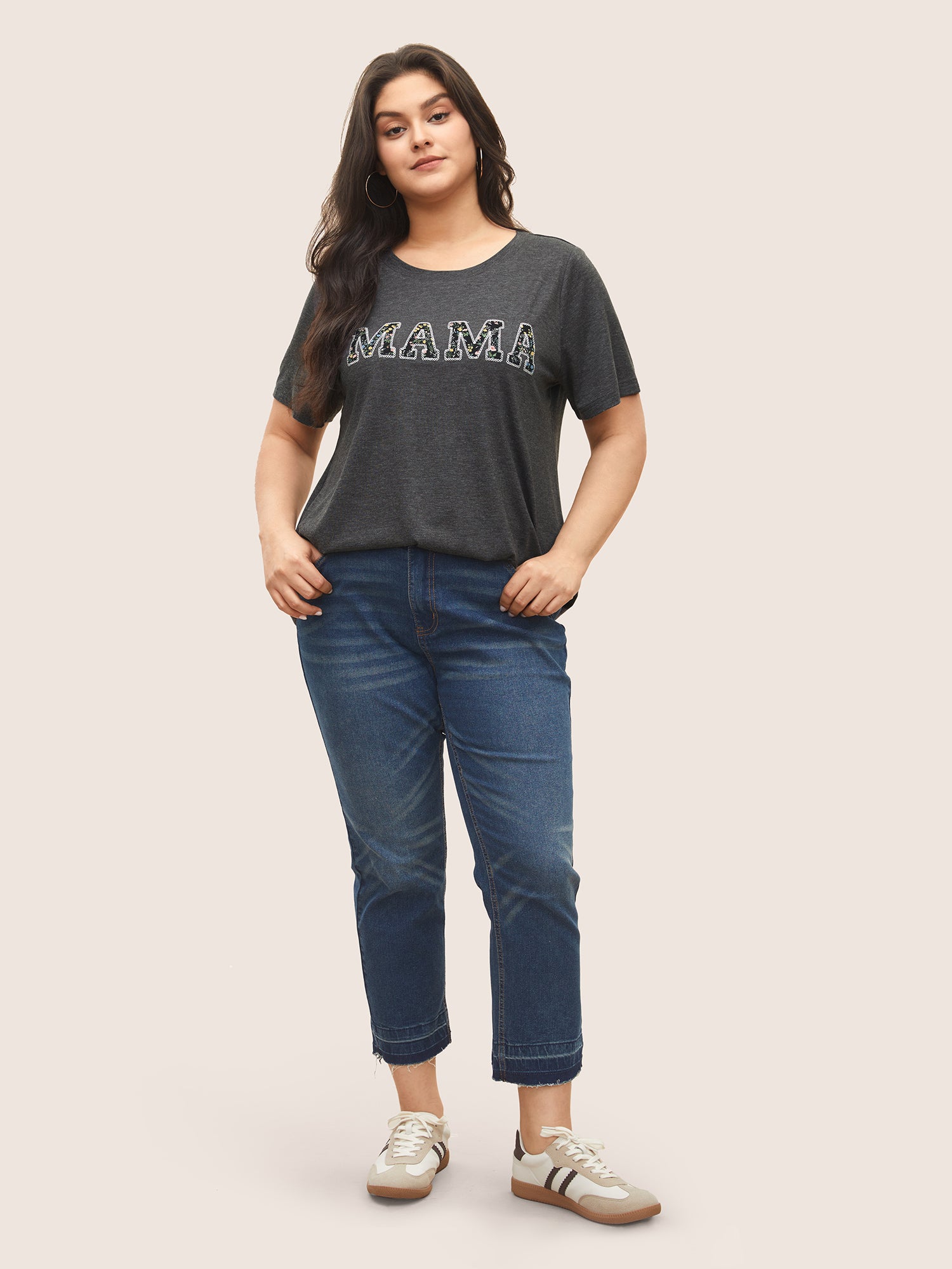 Graphic Mom Embroidered Ditsy Floral T-shirt