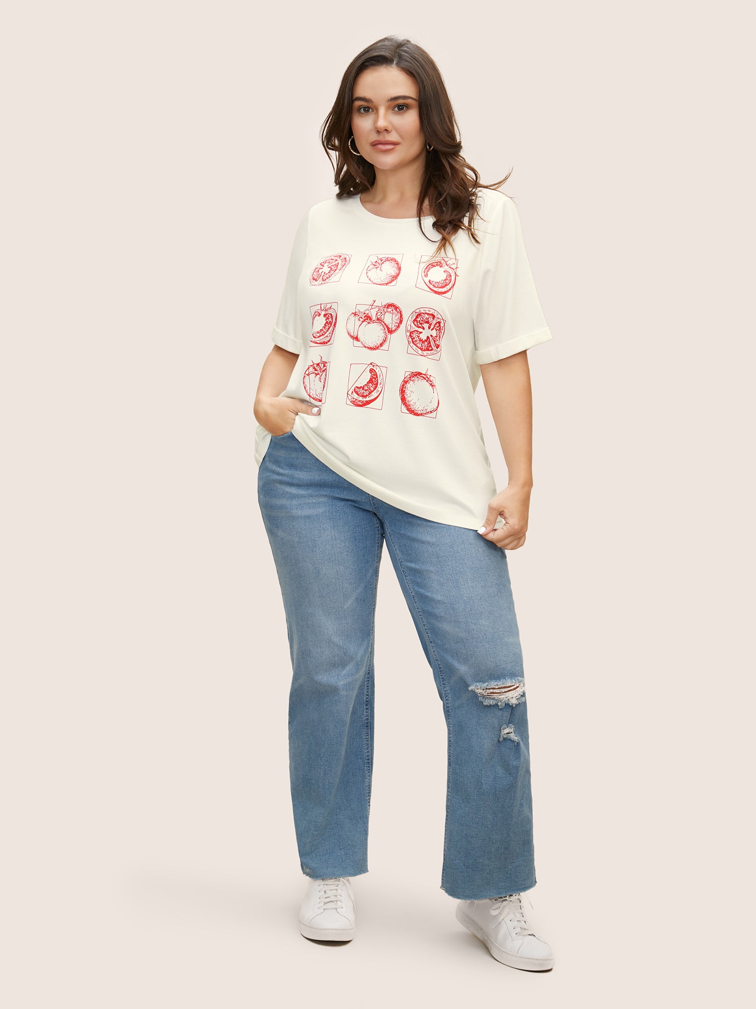 Art & Design Tomato Print Round Neck T-shirt
