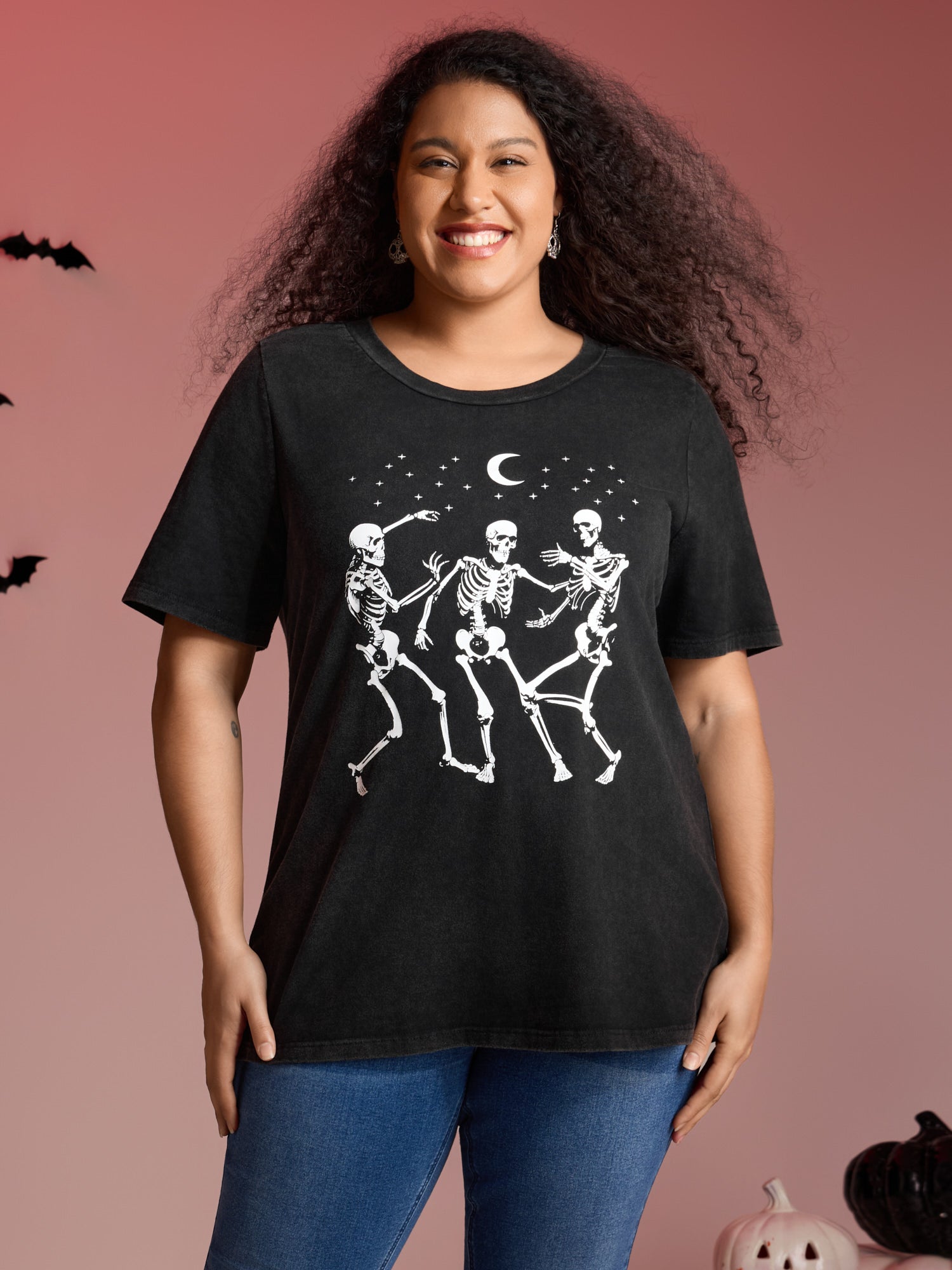 Dancing Skeletons Printed Crew Neck T-shirt