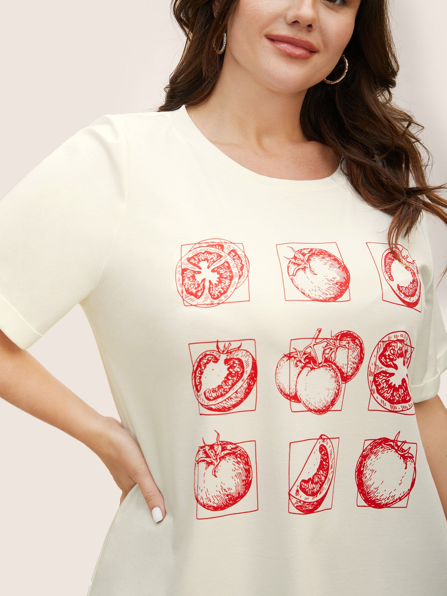 Art & Design Tomato Print Round Neck T-shirt