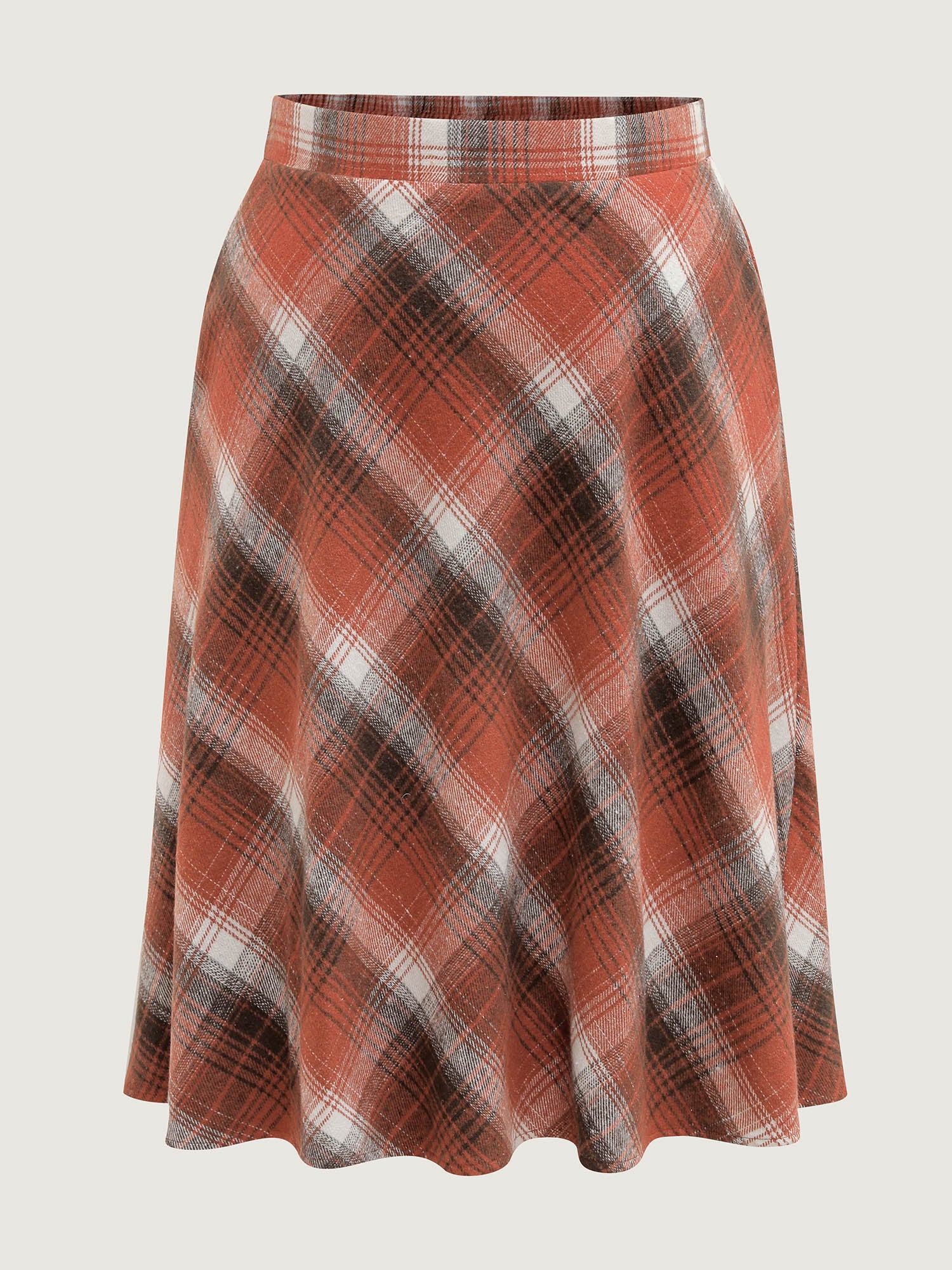 Pumpkin Plaid Print Halloween Midi Skirt