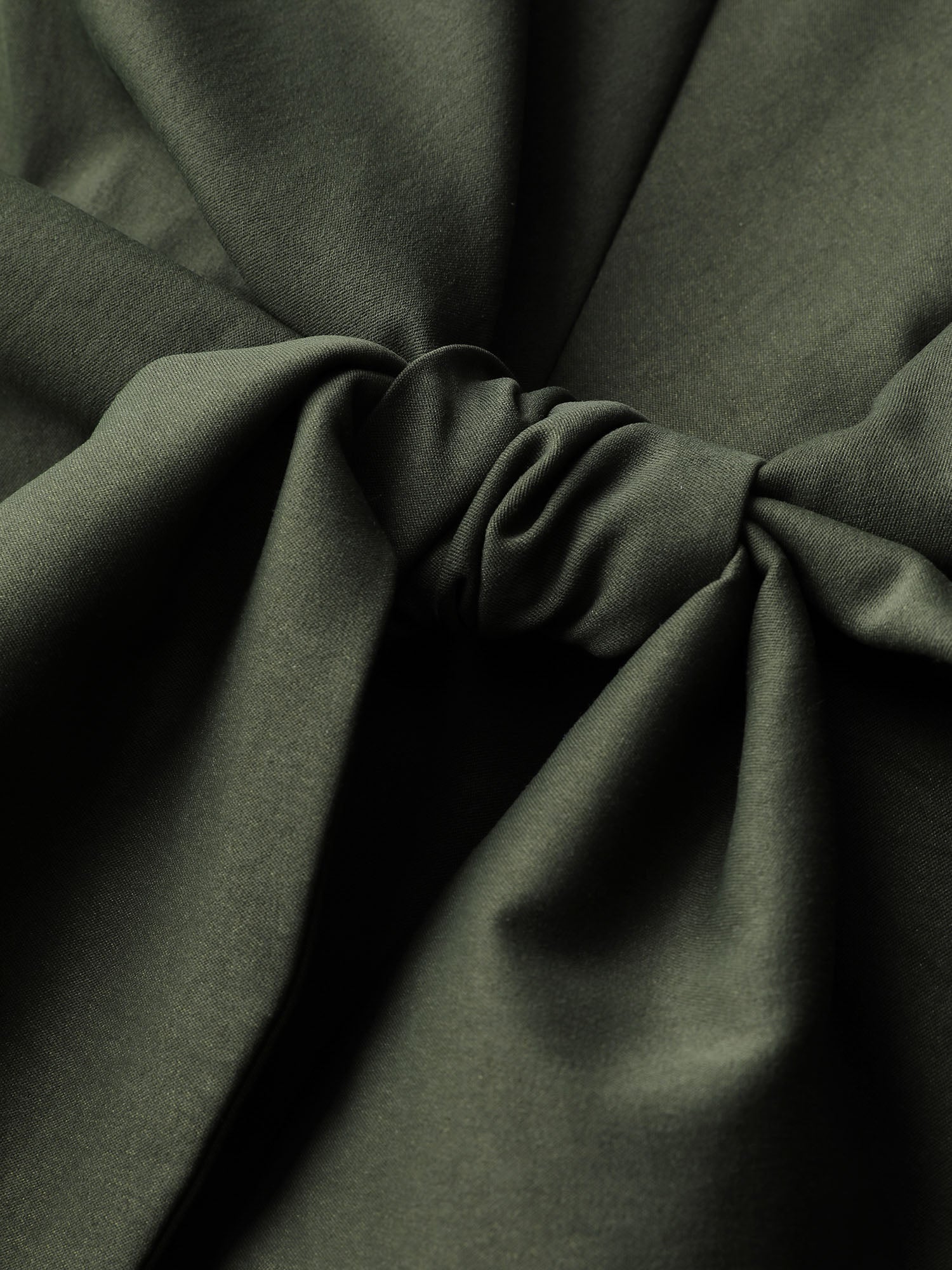 Knotted-Front Stretch Cuff Sleeve Blouse