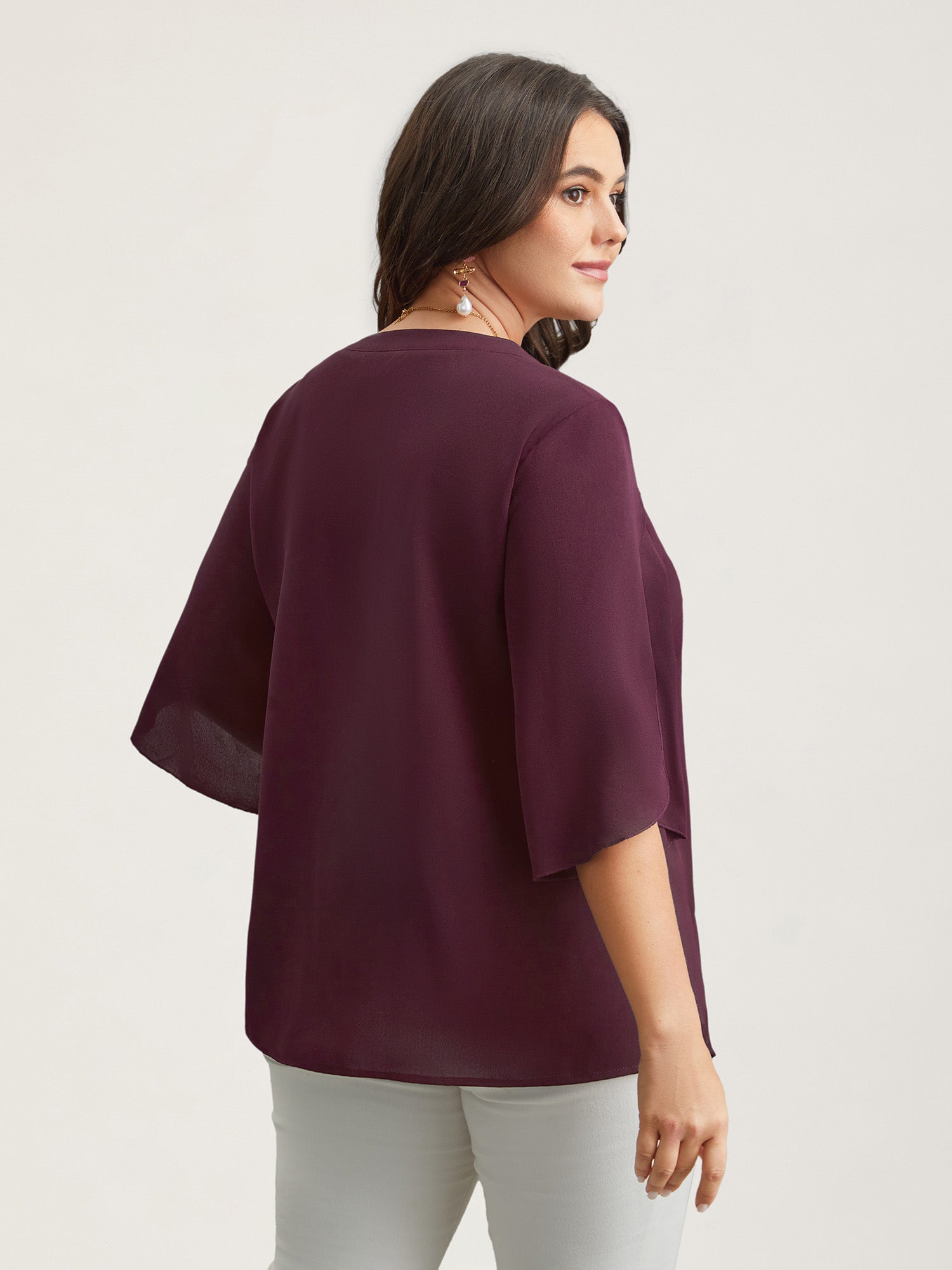 Petal Sleeve Toothpick Pleats Shirt