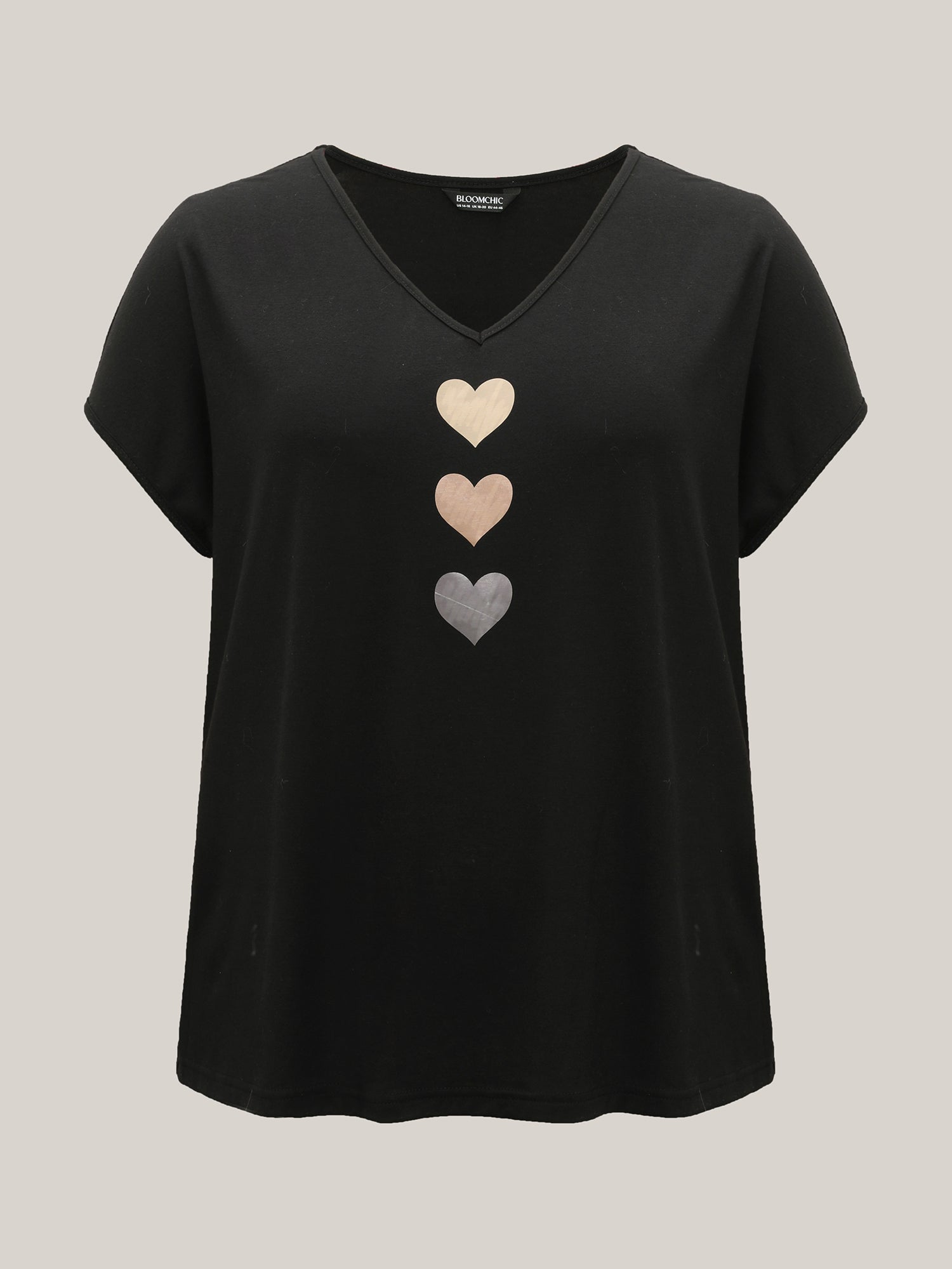 Heart Print Stretchy Dolman Sleeve T-Shirt