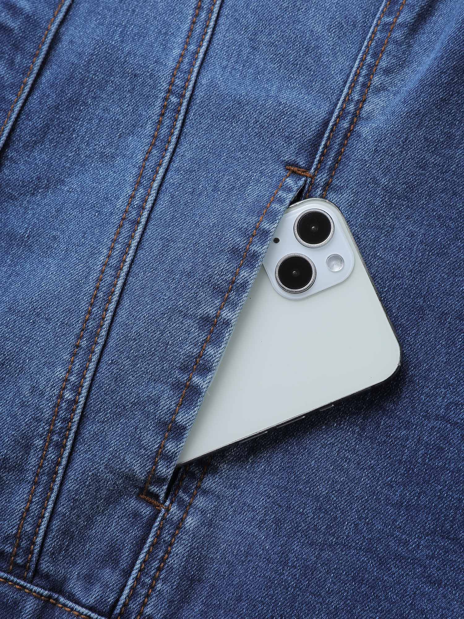 Seamed Chest Pockets Button Denim Jacket