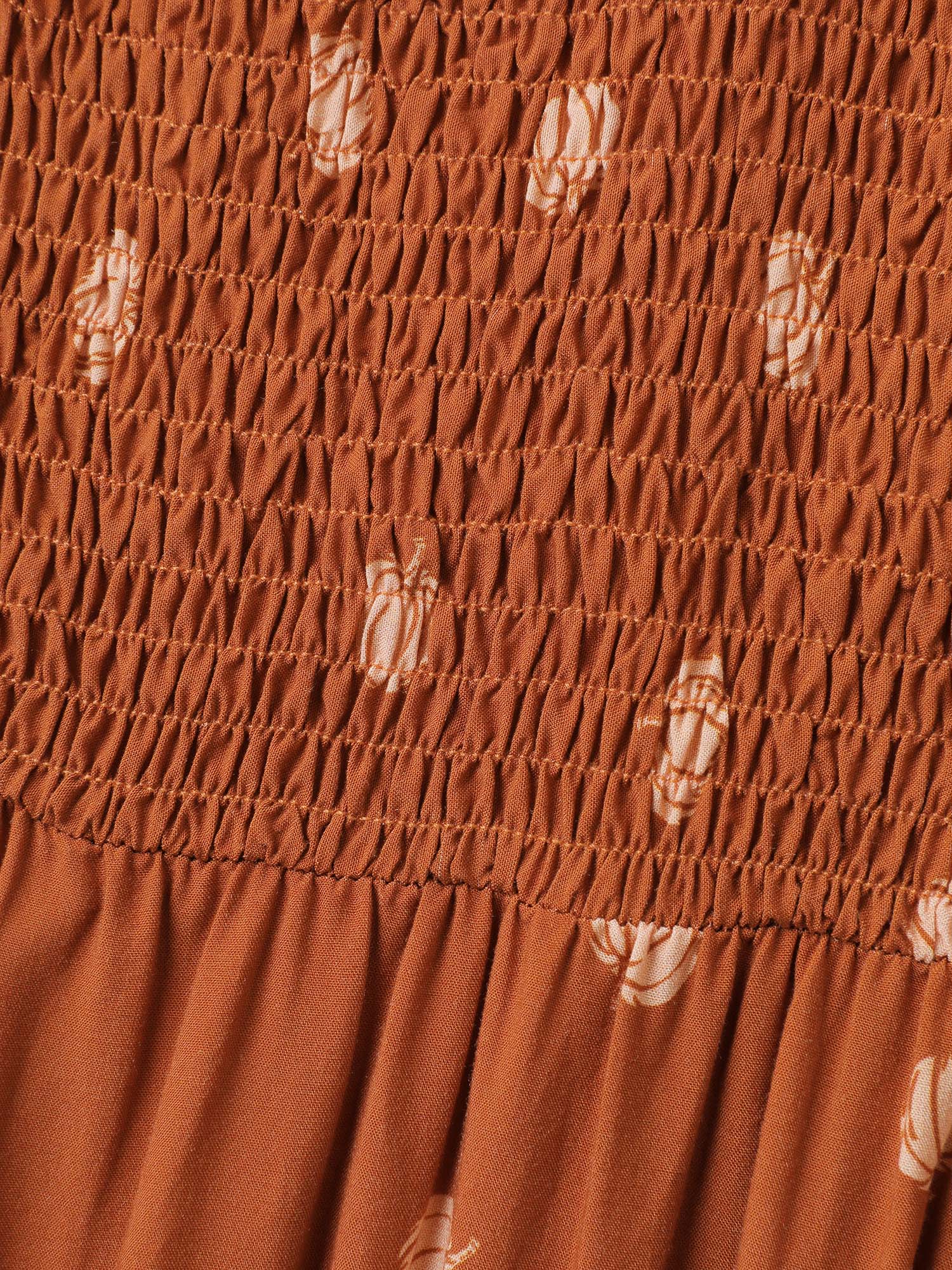 Polka Dots Shirred Bodice Pockets Maxi Dress