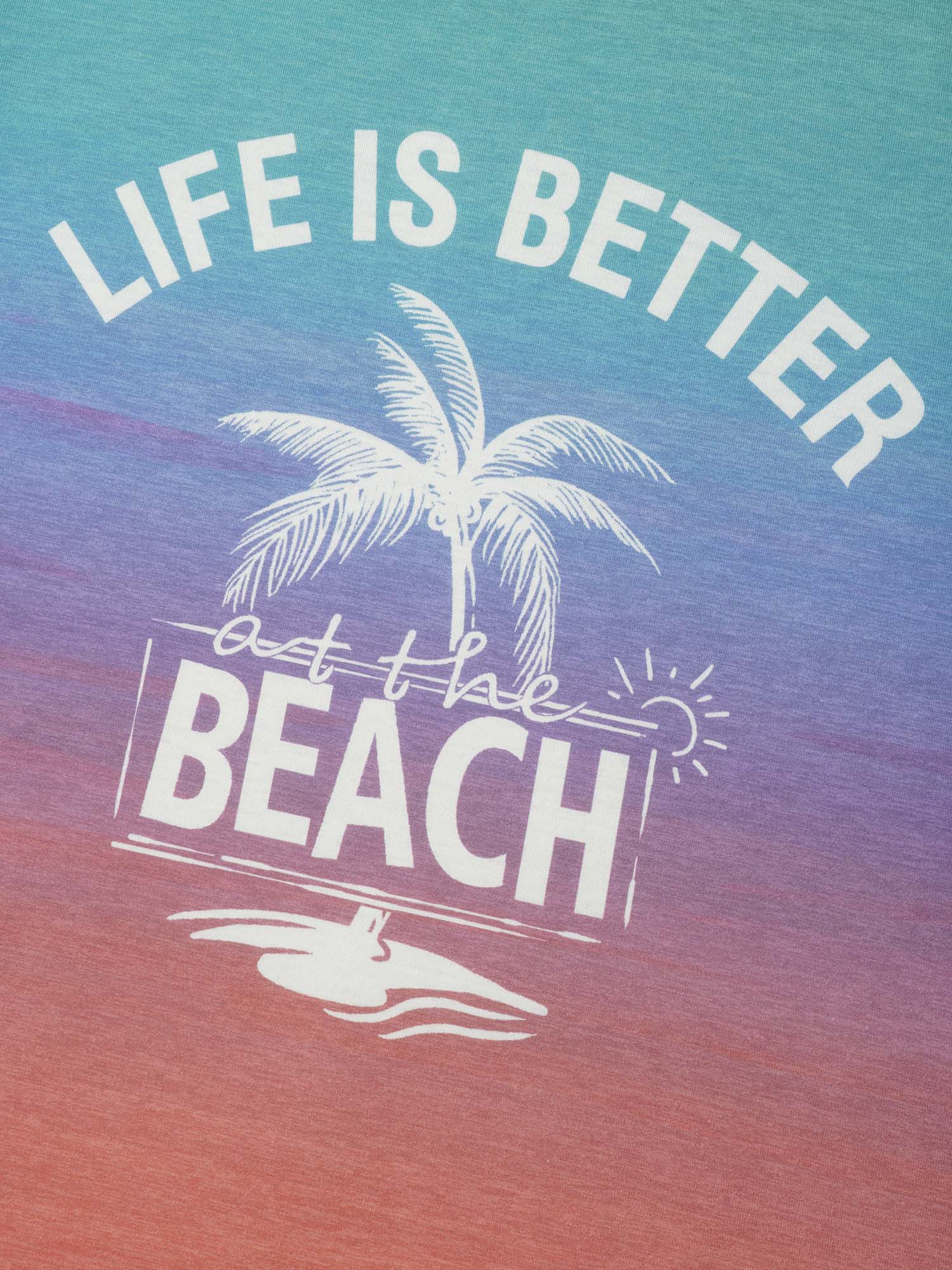 Gradient Beach Print Fitted T-Shirt