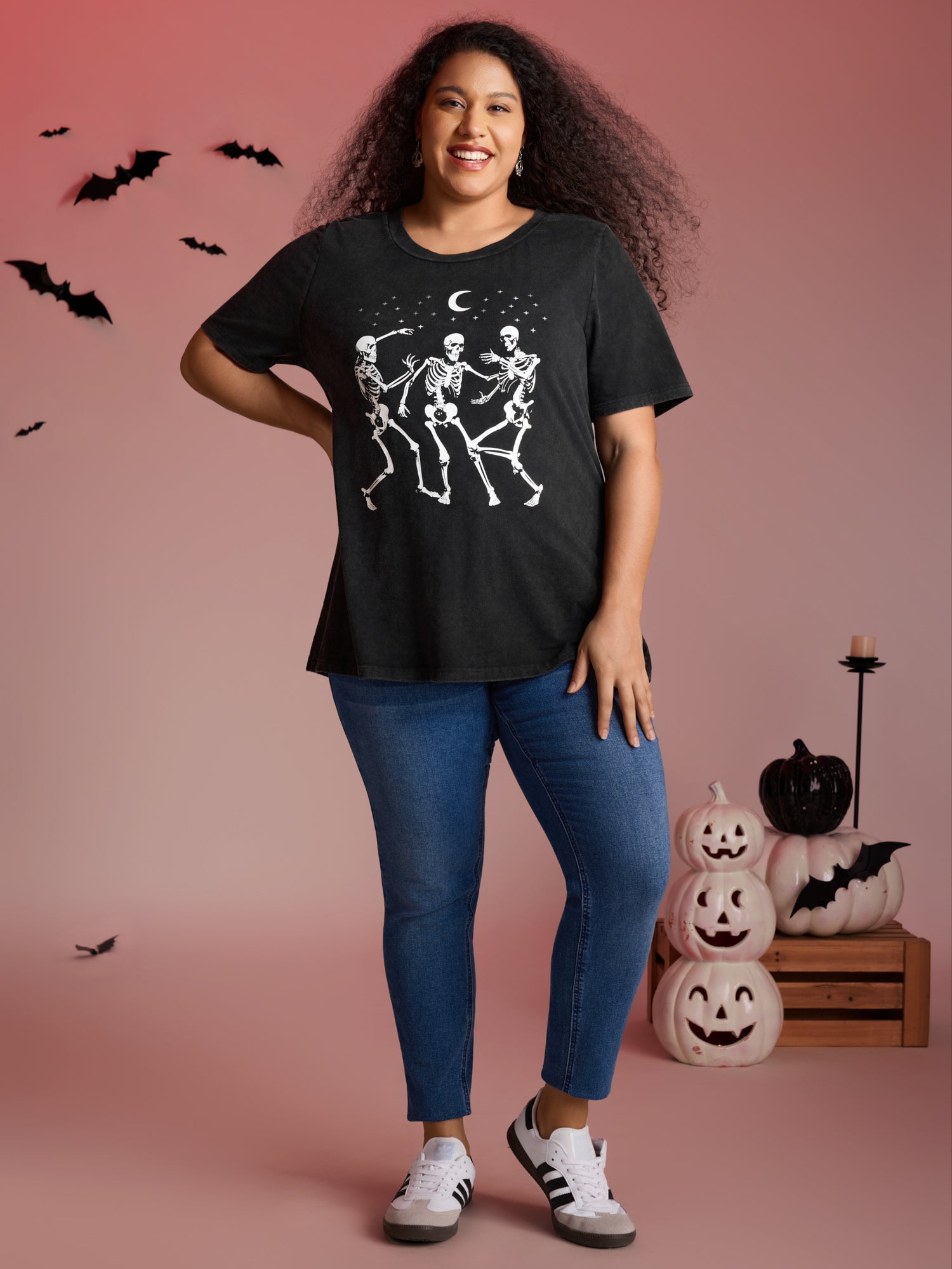 Dancing Skeletons Printed Crew Neck T-shirt