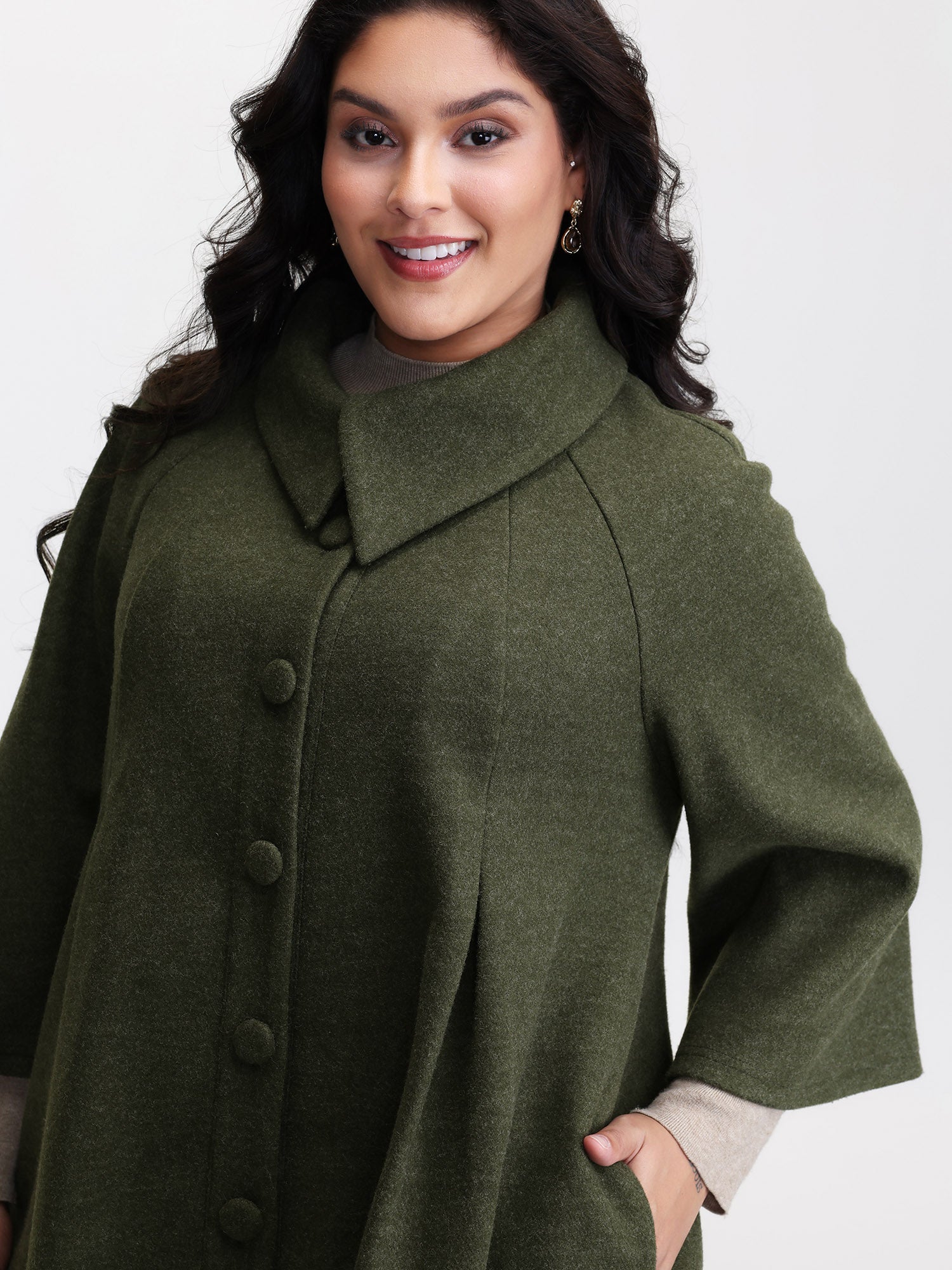 Flared Sleeve A-Line Button Jacket