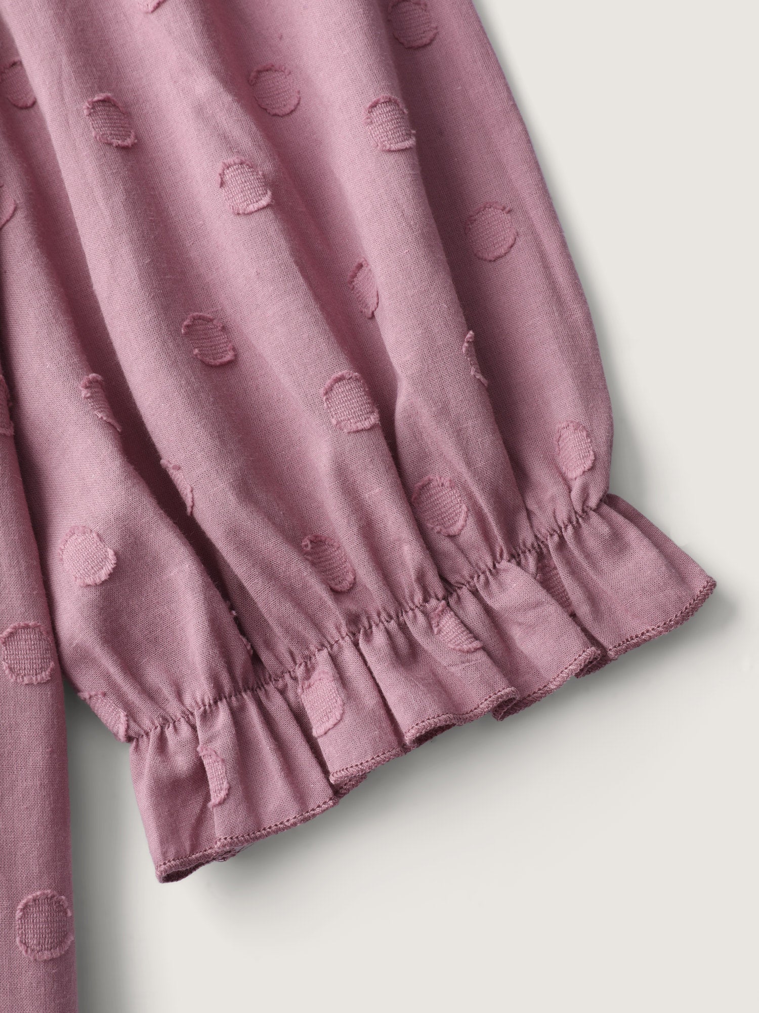 Cotton Textured Jacquard Puffy Sleeve Blouse