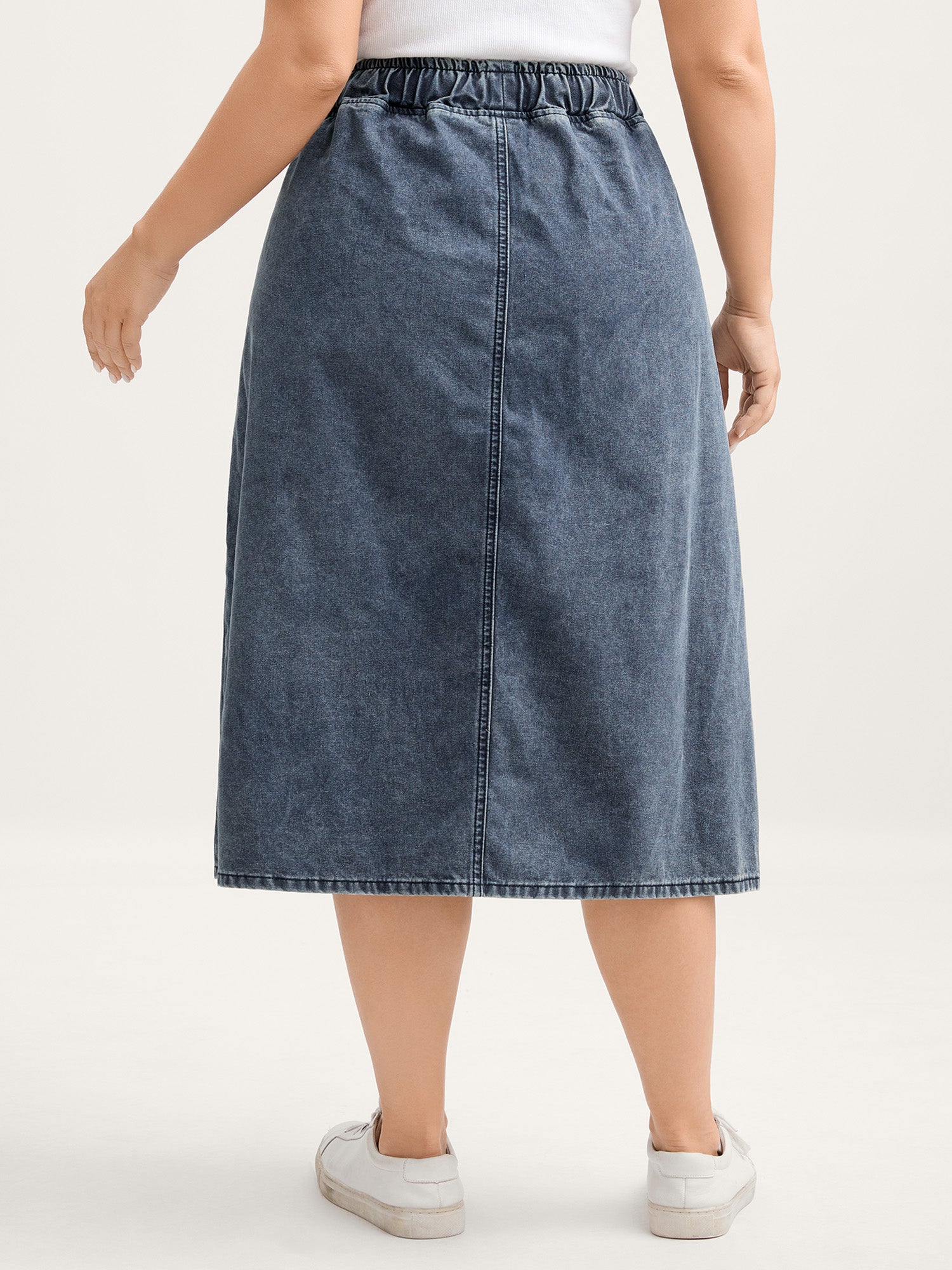 Elastic Band A-Line Denim Skirt