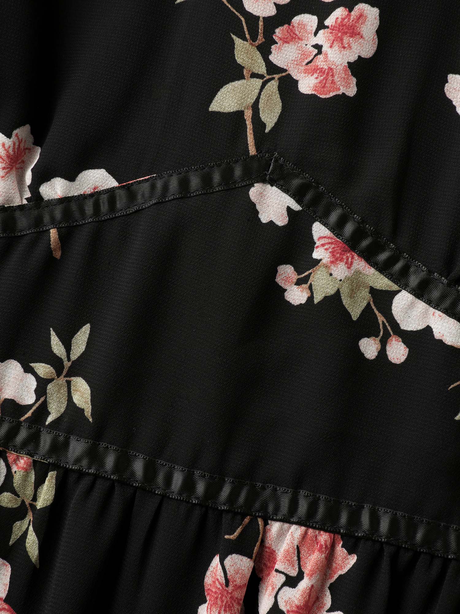 Chiffon Floral Triangular Waist Cinched Maxi Dress