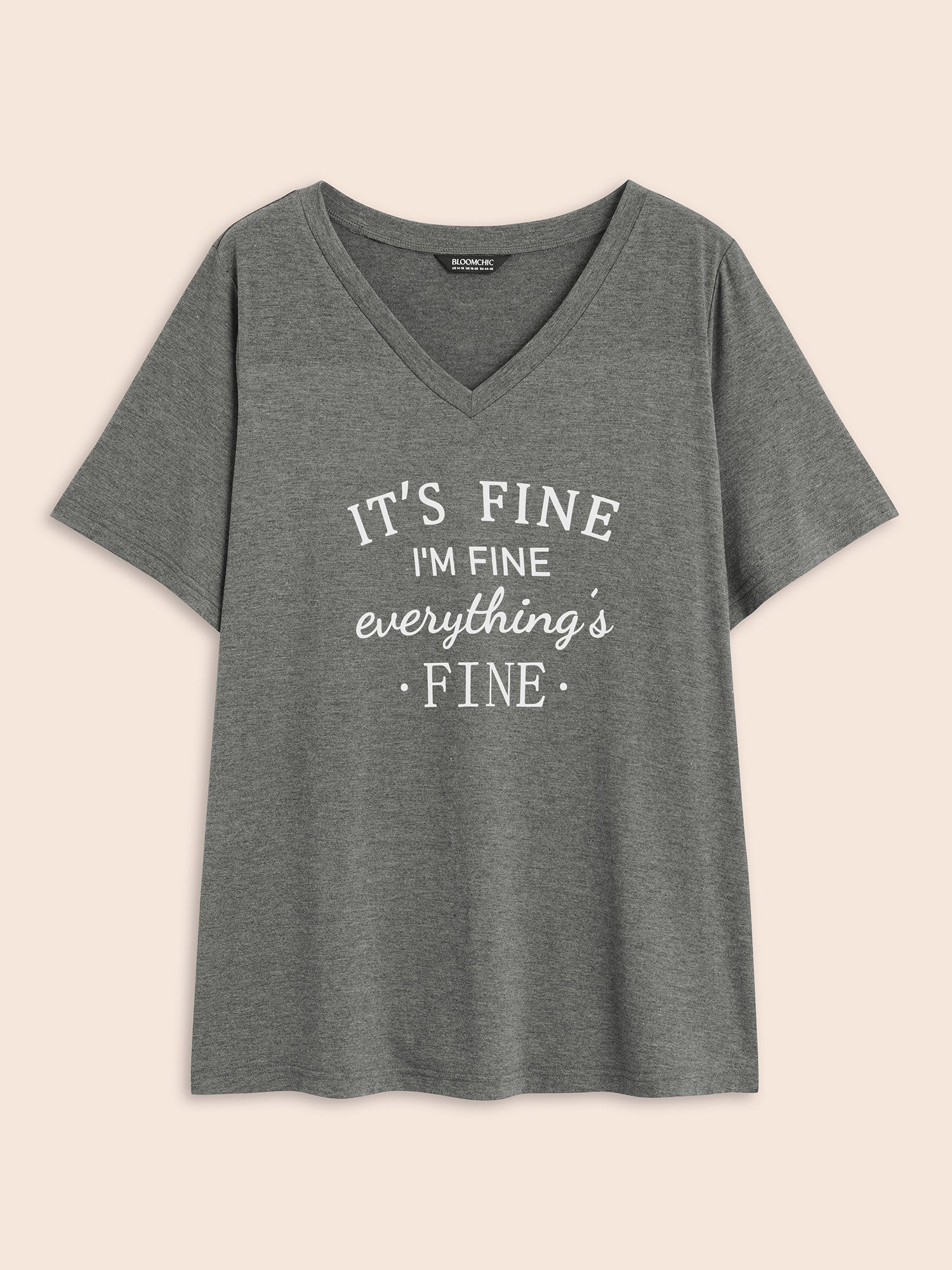 Letter Print V Neck T-shirt