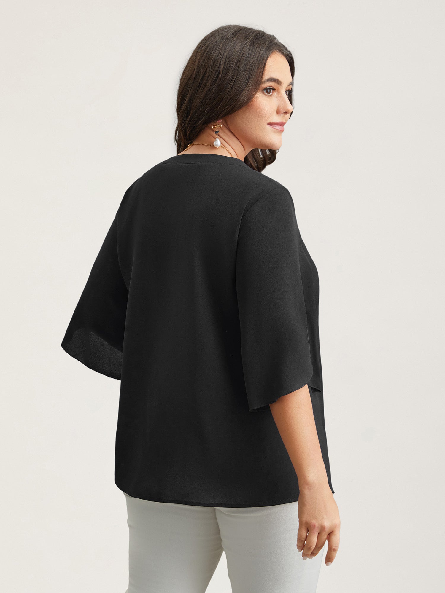 Petal Sleeve Toothpick Pleats Shirt