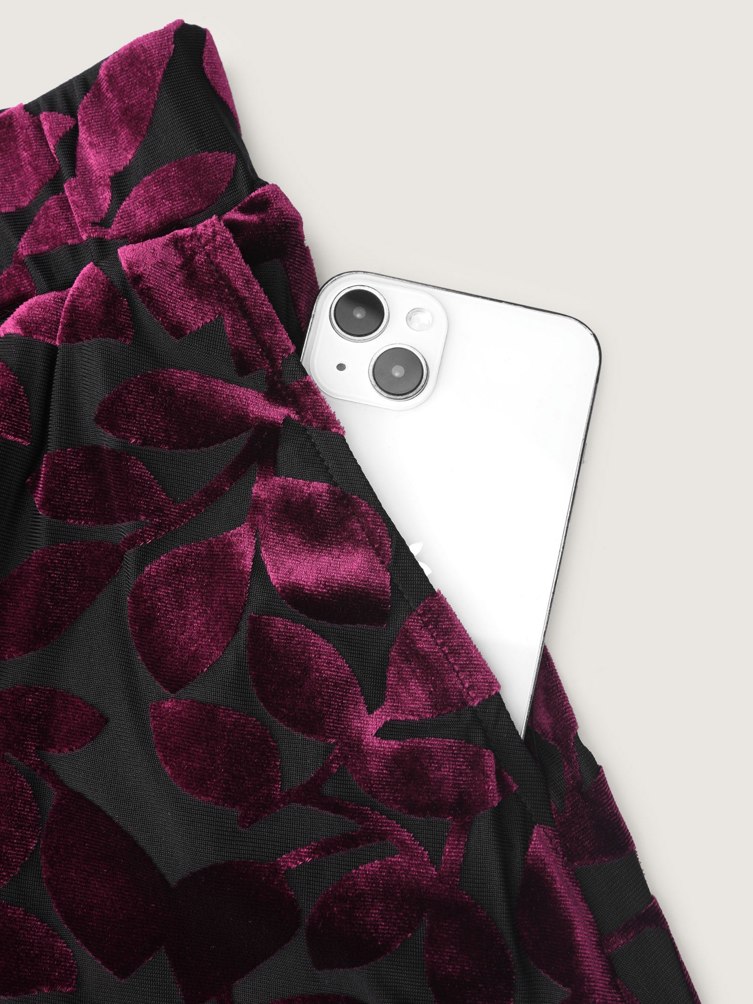 Laser-Cut Velvet Pleated Maxi Skirt