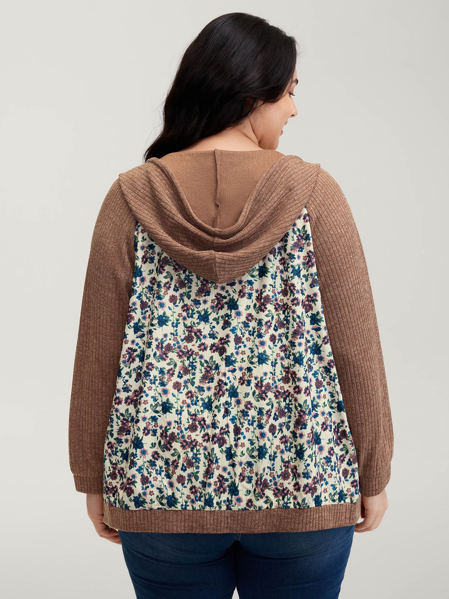 Floral Print Color Contrast Jacket