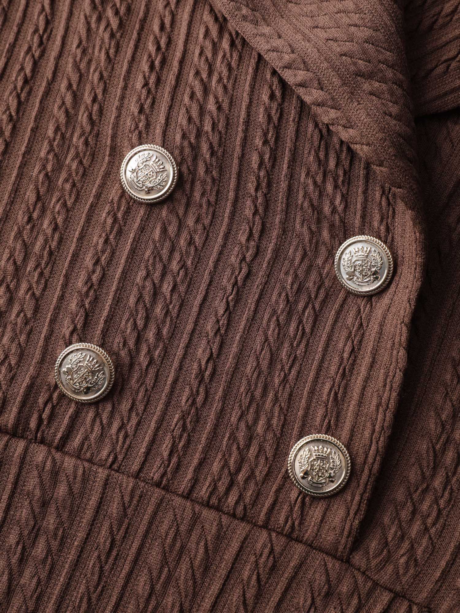 Cable Knit Double Decorative Button Knee-Length Dress