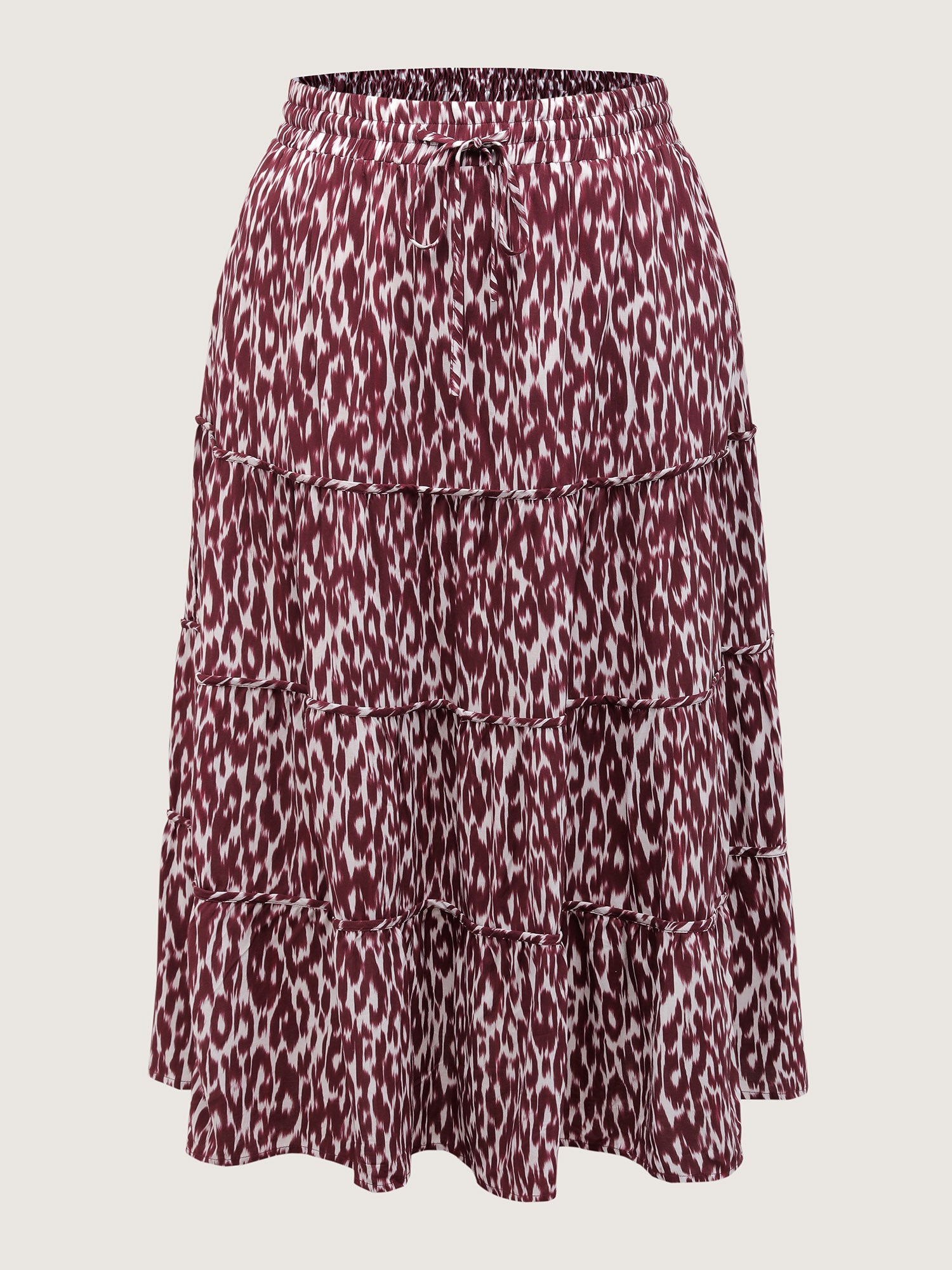 Colorful Leopard Print Drawstring Maxi Skirt